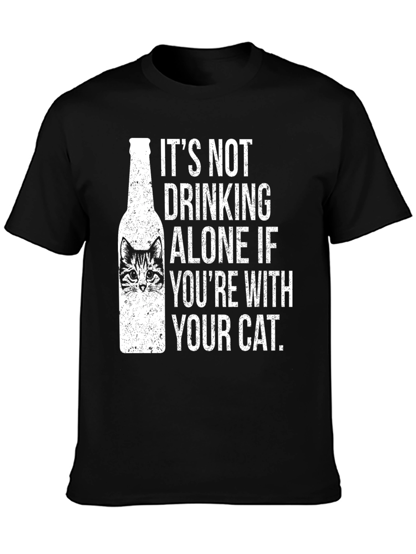 Funny Cat Lover T-Shirt - Drinking Alone