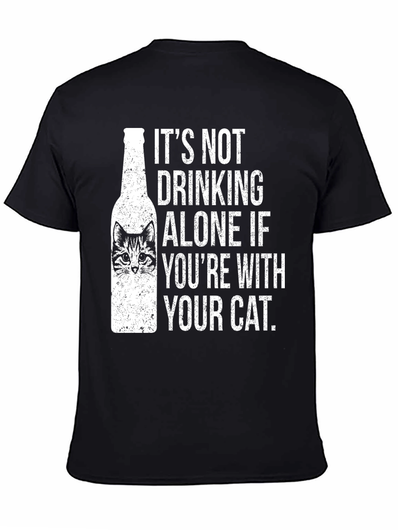 Funny Cat Lover T-Shirt - Drinking Alone