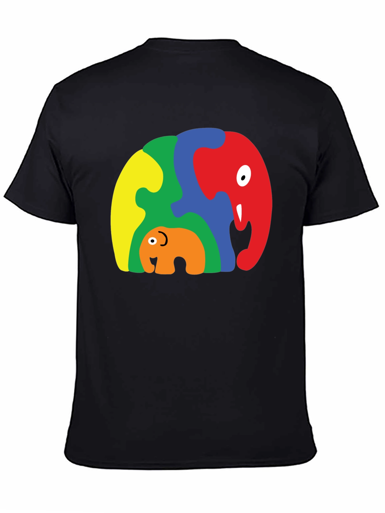 Puzzle Elephant Family Graphic Tee - Unique Design