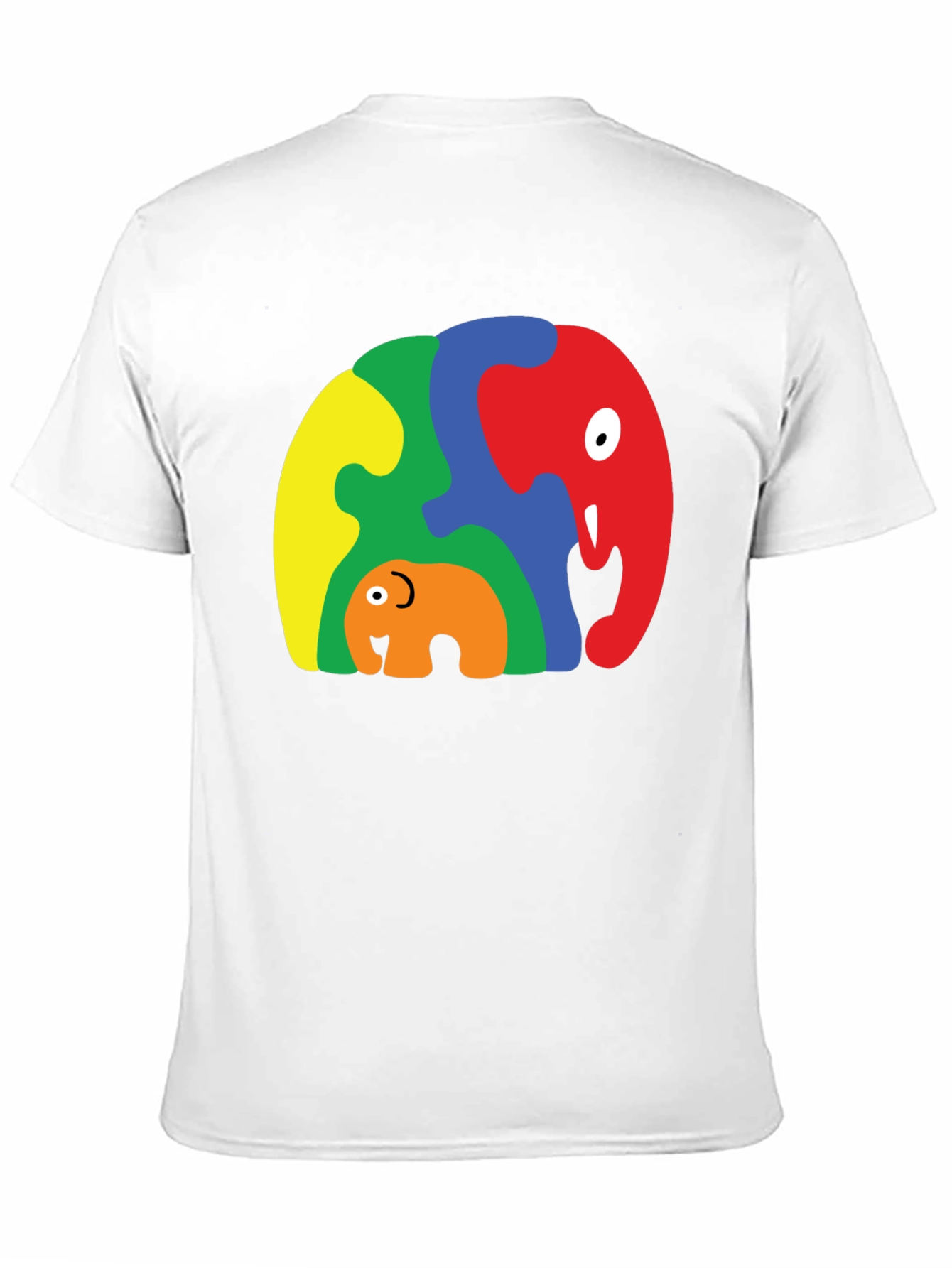 Puzzle Elephant Family Graphic Tee - Unique Design