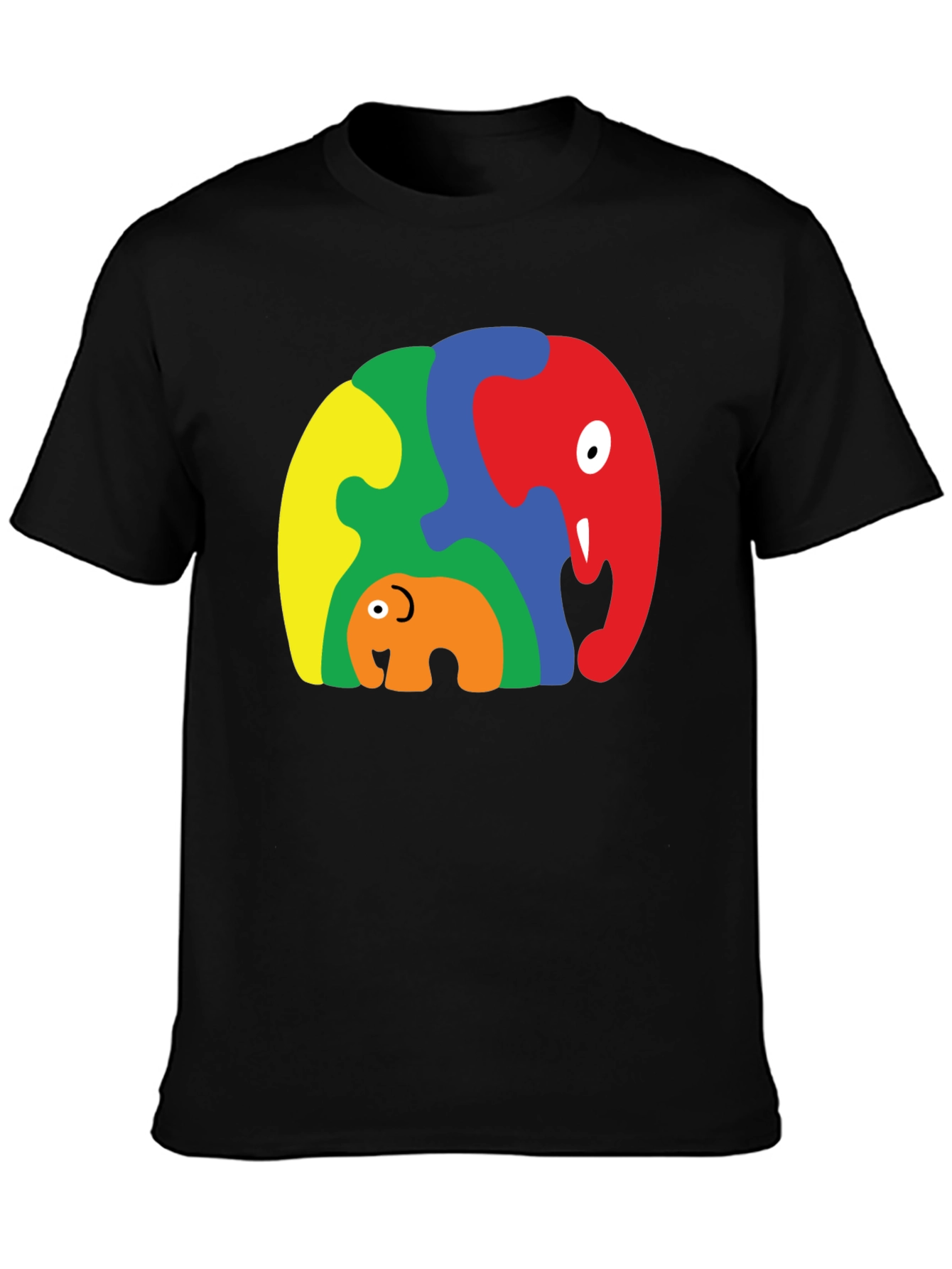 Puzzle Elephant Family Graphic Tee - Unique Design