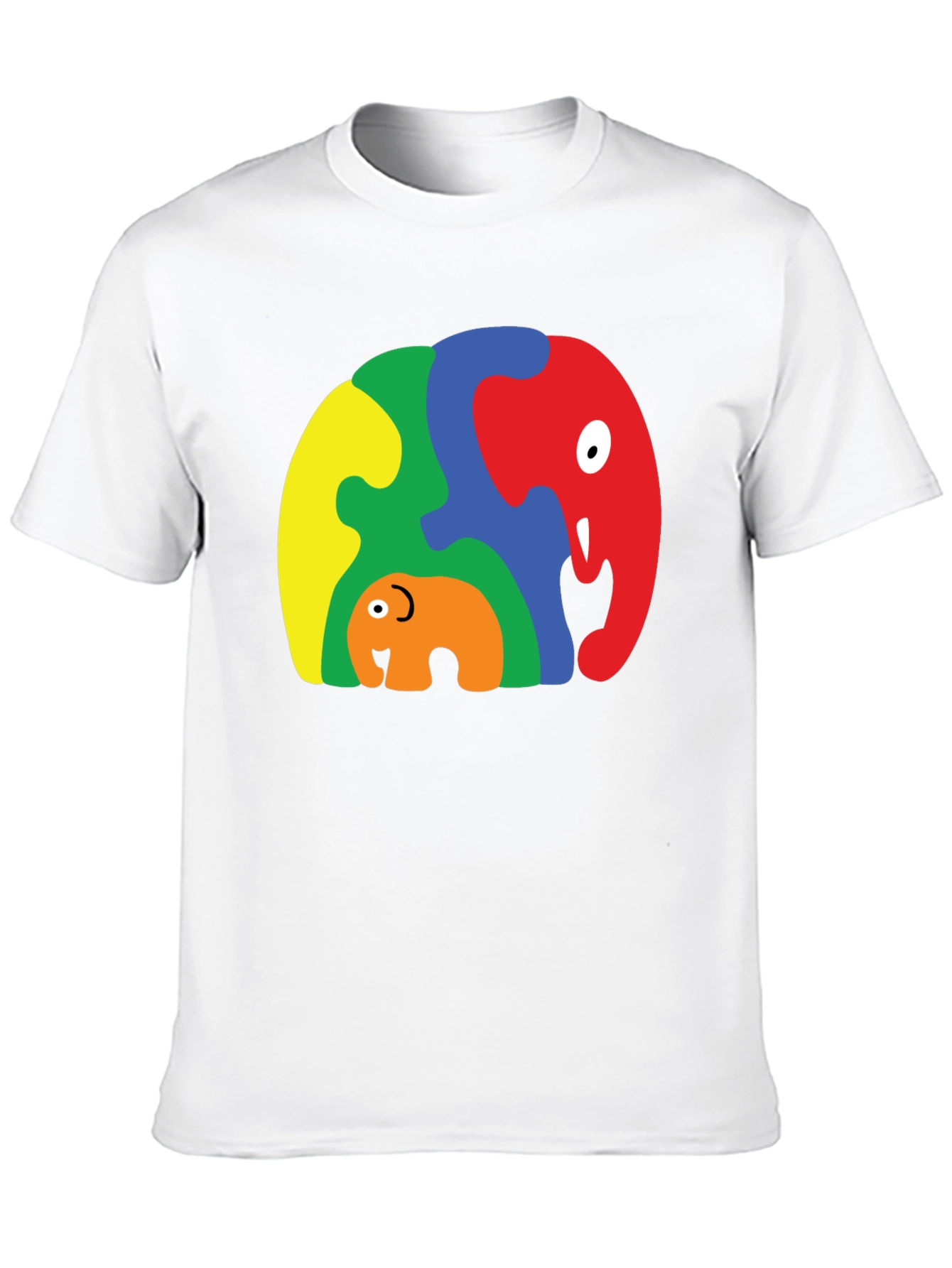 Puzzle Elephant Family Graphic Tee - Unique Design