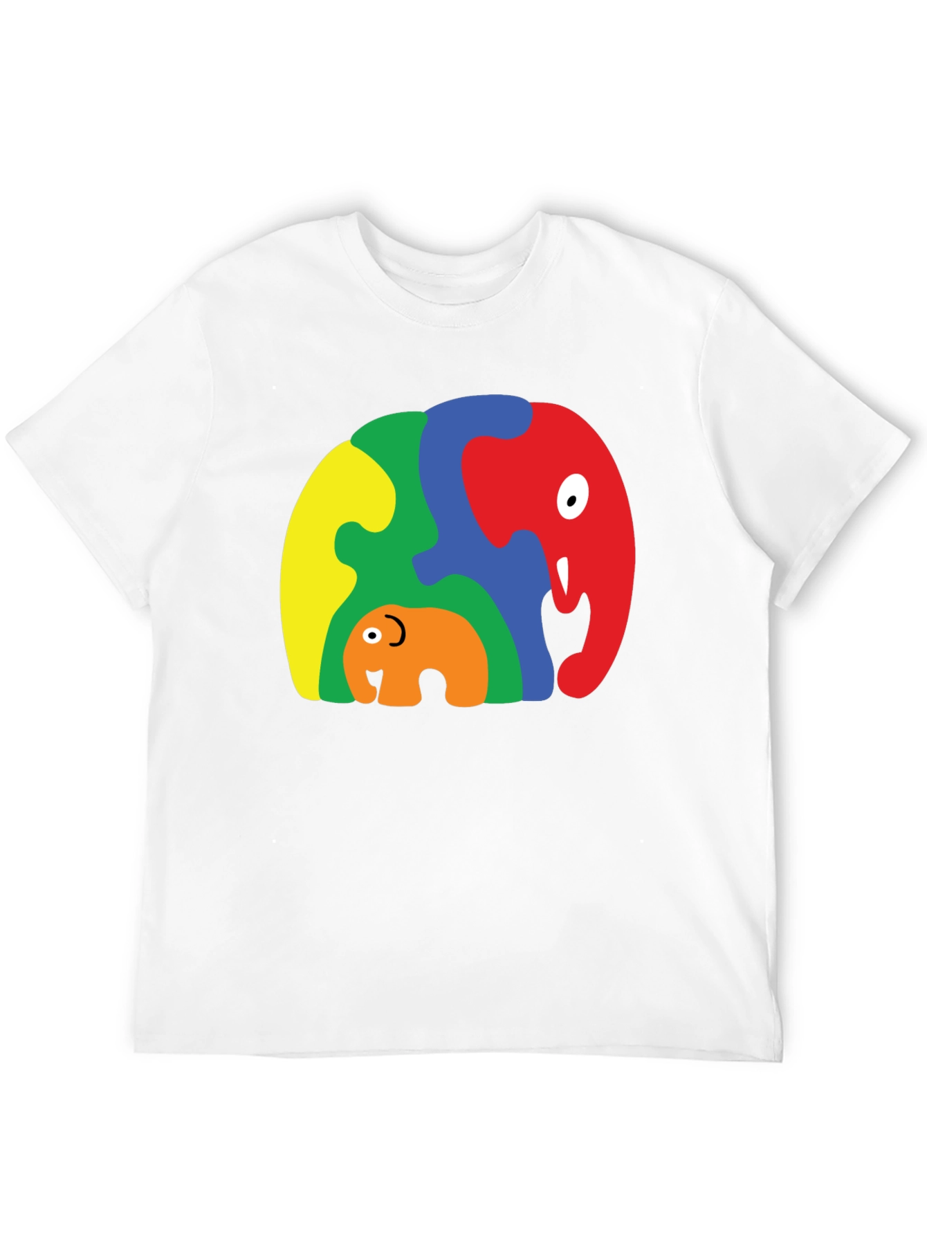 Puzzle Elephant Family Graphic Tee - Unique Design