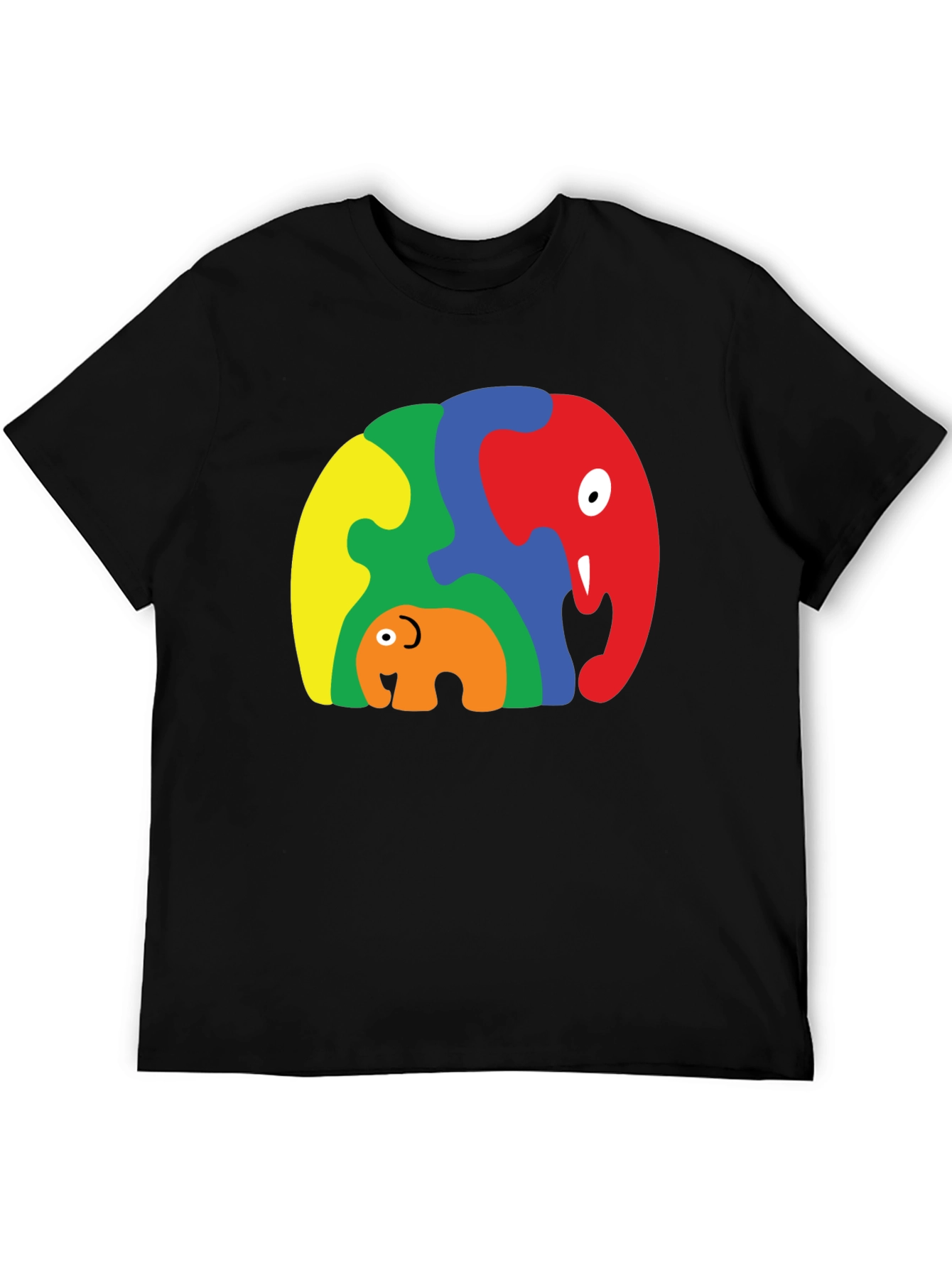 Puzzle Elephant Family Graphic Tee - Unique Design