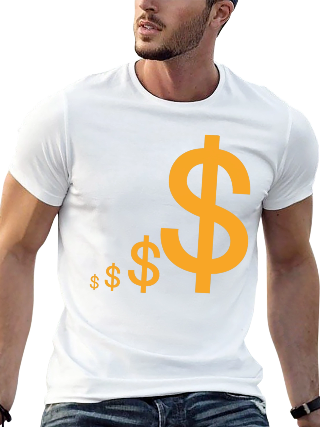 Black T-Shirt with Gold Dollar Sign Design