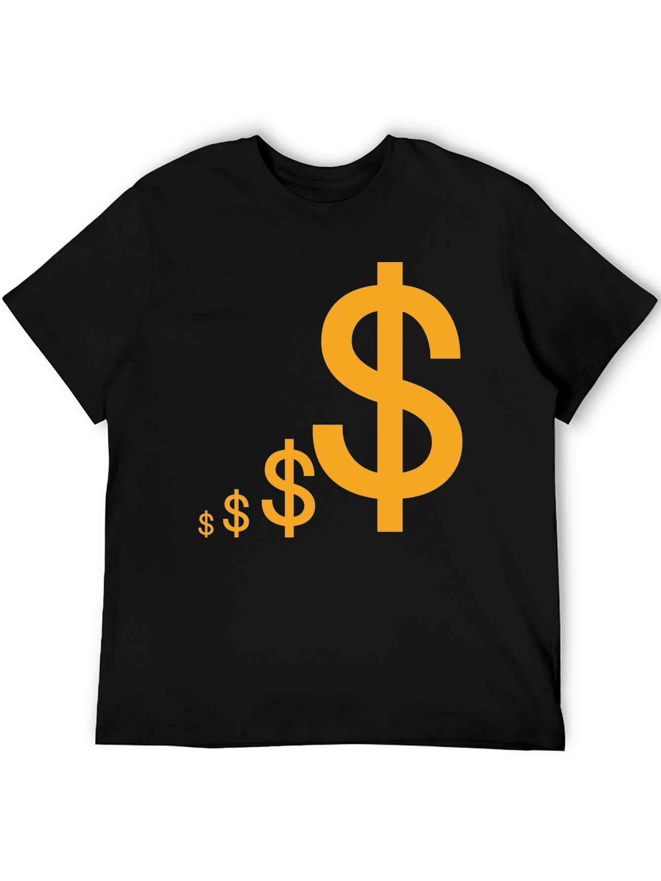Black T-Shirt with Gold Dollar Sign Design