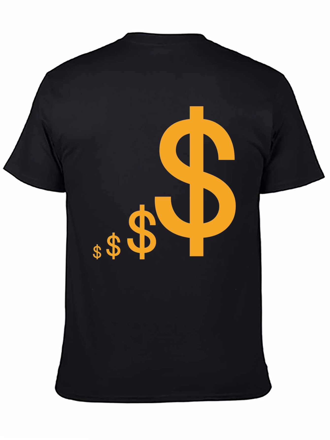Black T-Shirt with Gold Dollar Sign Design
