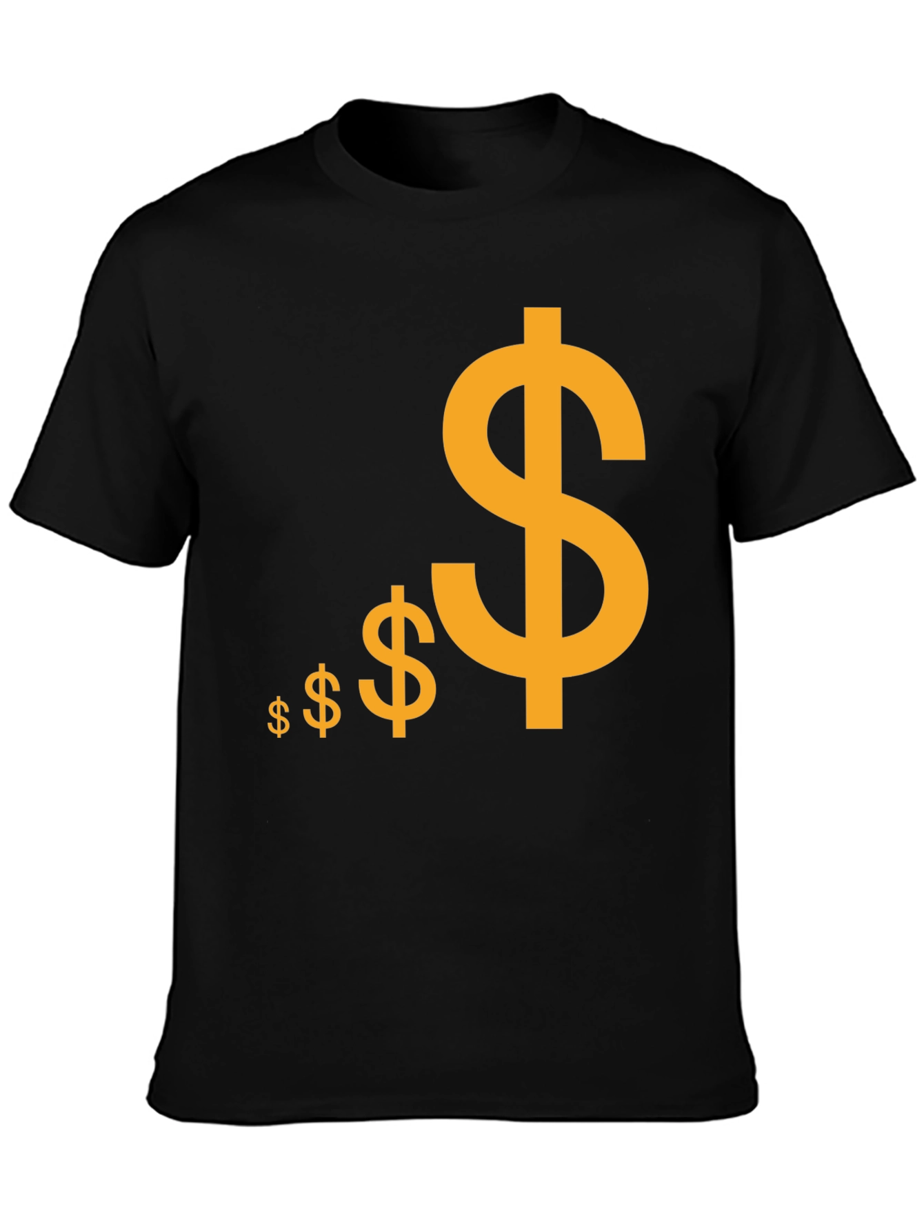 Black T-Shirt with Gold Dollar Sign Design