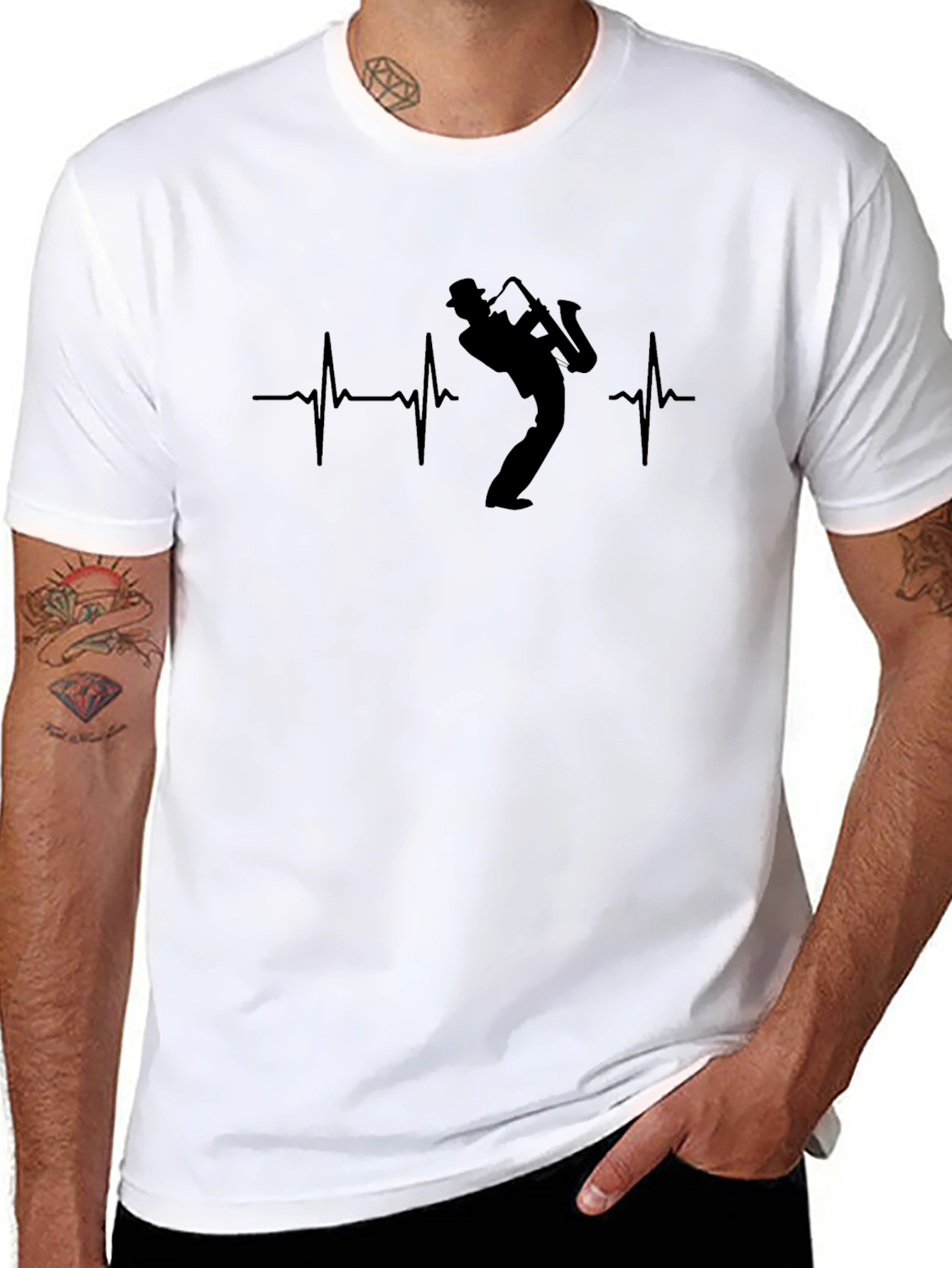 Saxophone Heartbeat Graphic T-Shirt