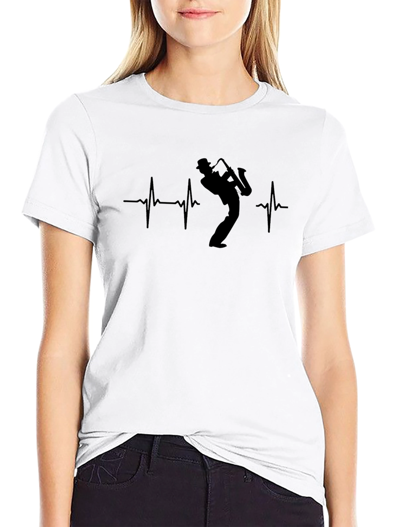 Saxophone Heartbeat Graphic T-Shirt
