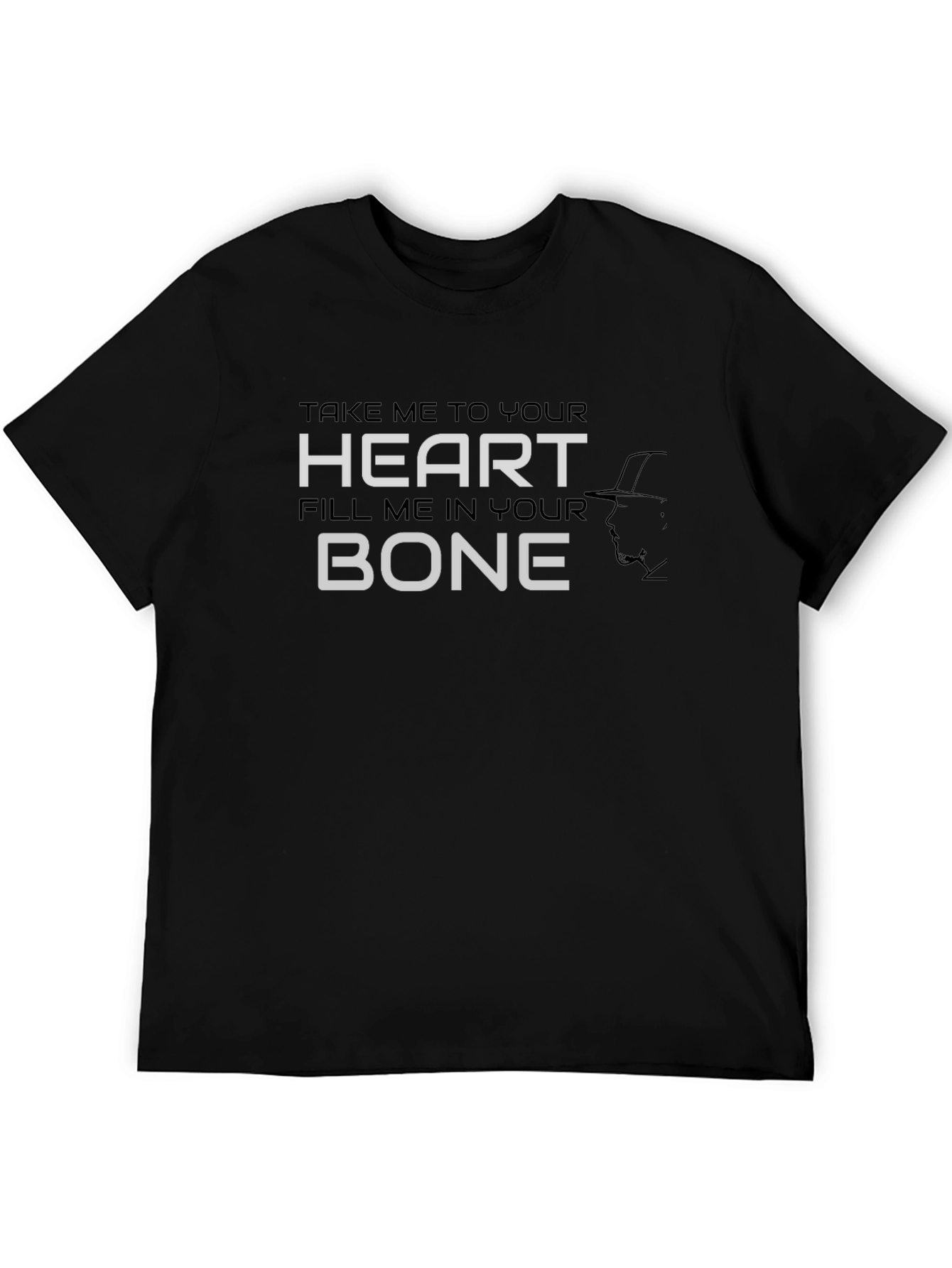 Heart Bone Graphic Tee - Unique Design Black T-Shirt