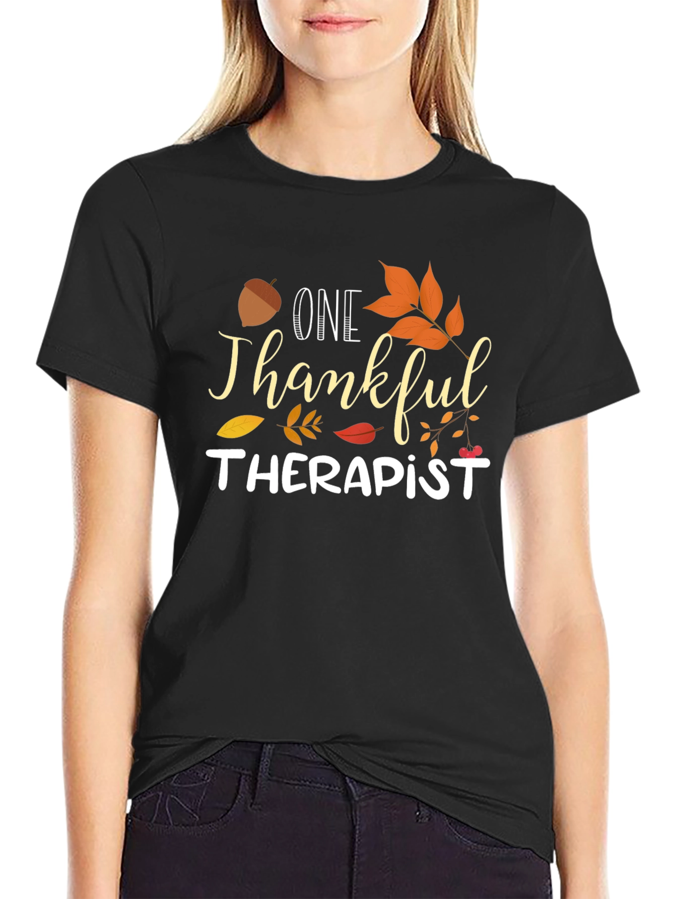 One Thankful Therapist T-Shirt - Fall Thanksgiving Tee
