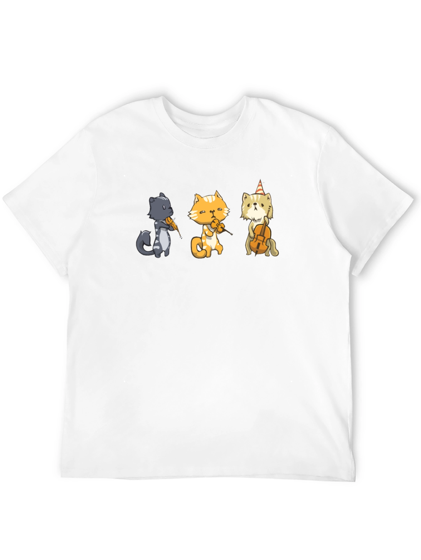 Cat Musicians T-Shirt - Black Cotton Tee