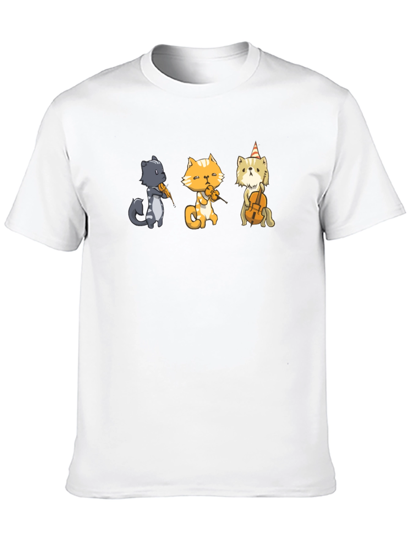 Cat Musicians T-Shirt - Black Cotton Tee