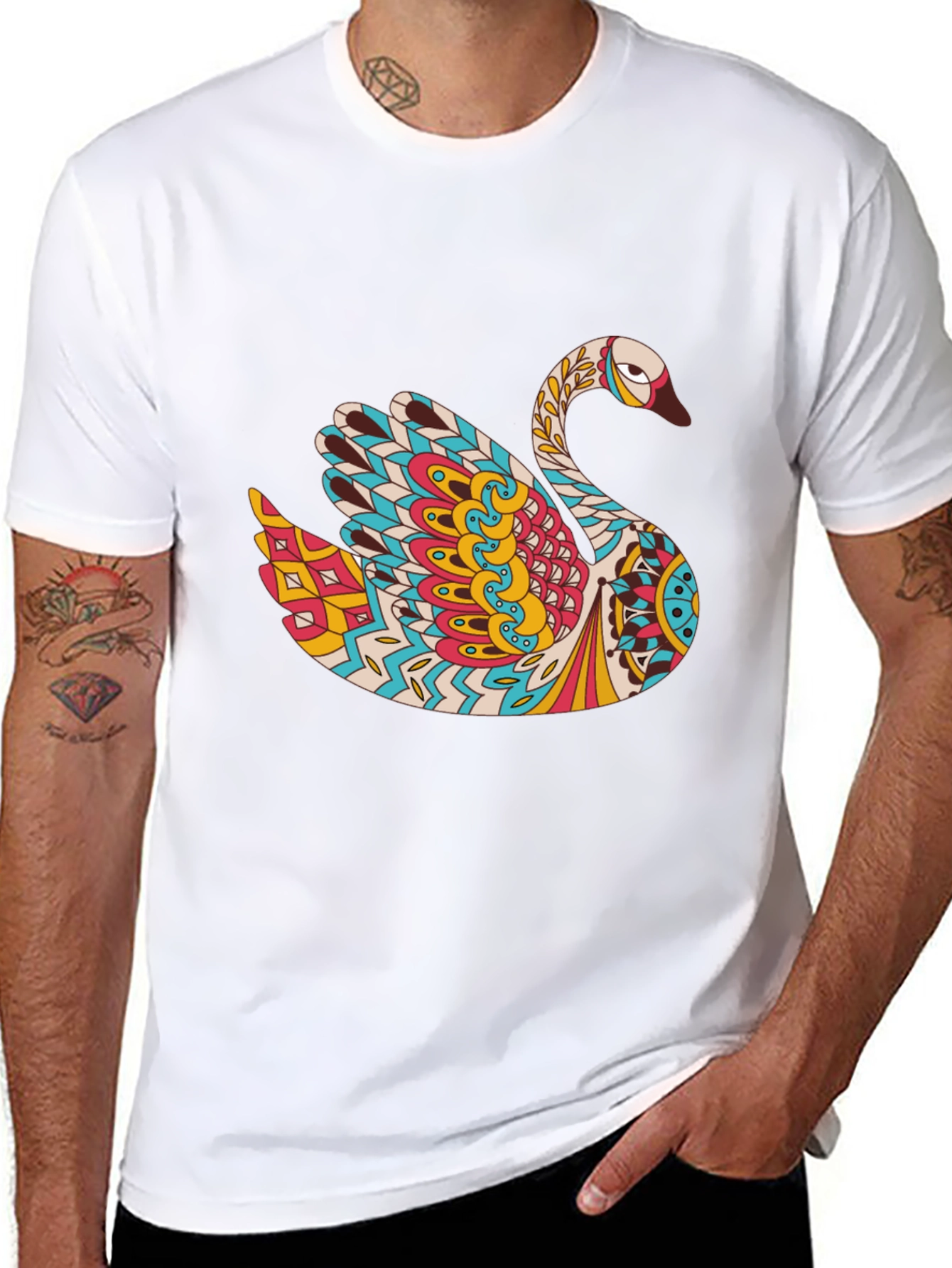 Swan Mandala Graphic Print Tee