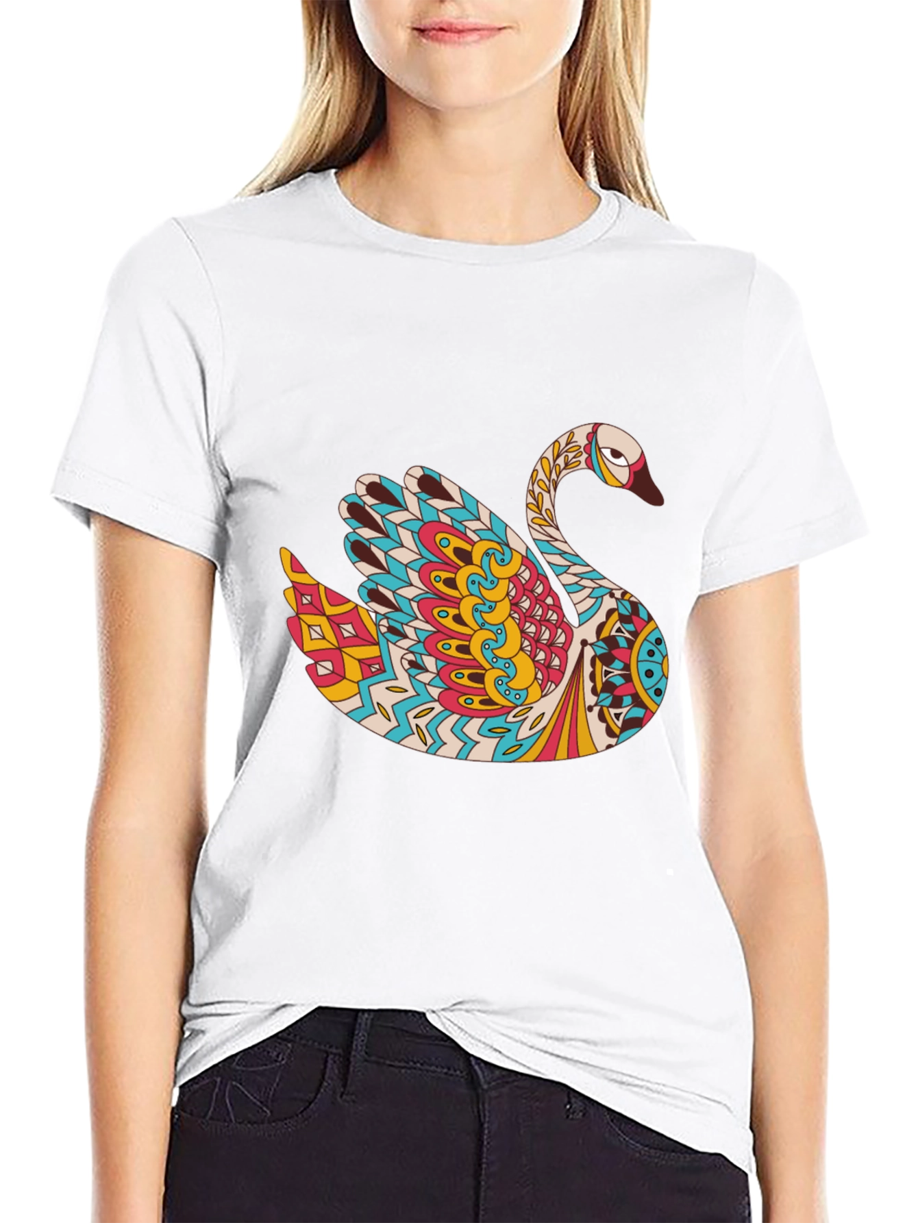 Swan Mandala Graphic Print Tee