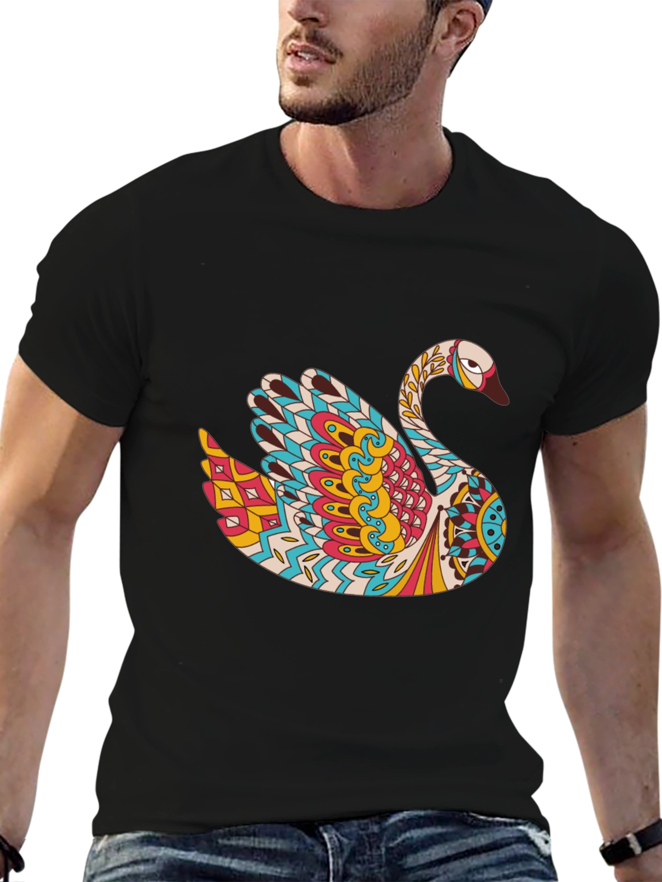 Swan Mandala Graphic Print Tee