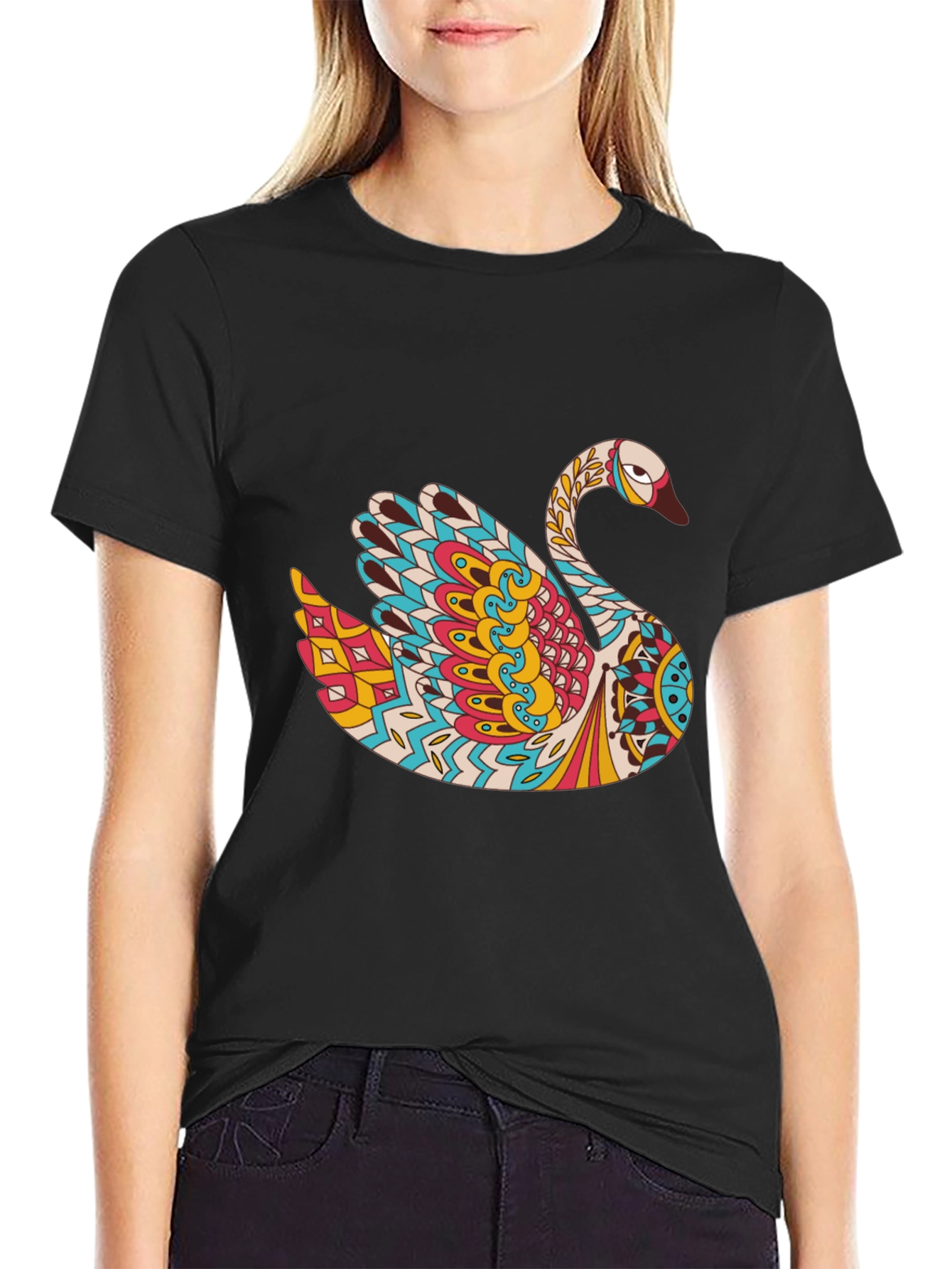 Swan Mandala Graphic Print Tee