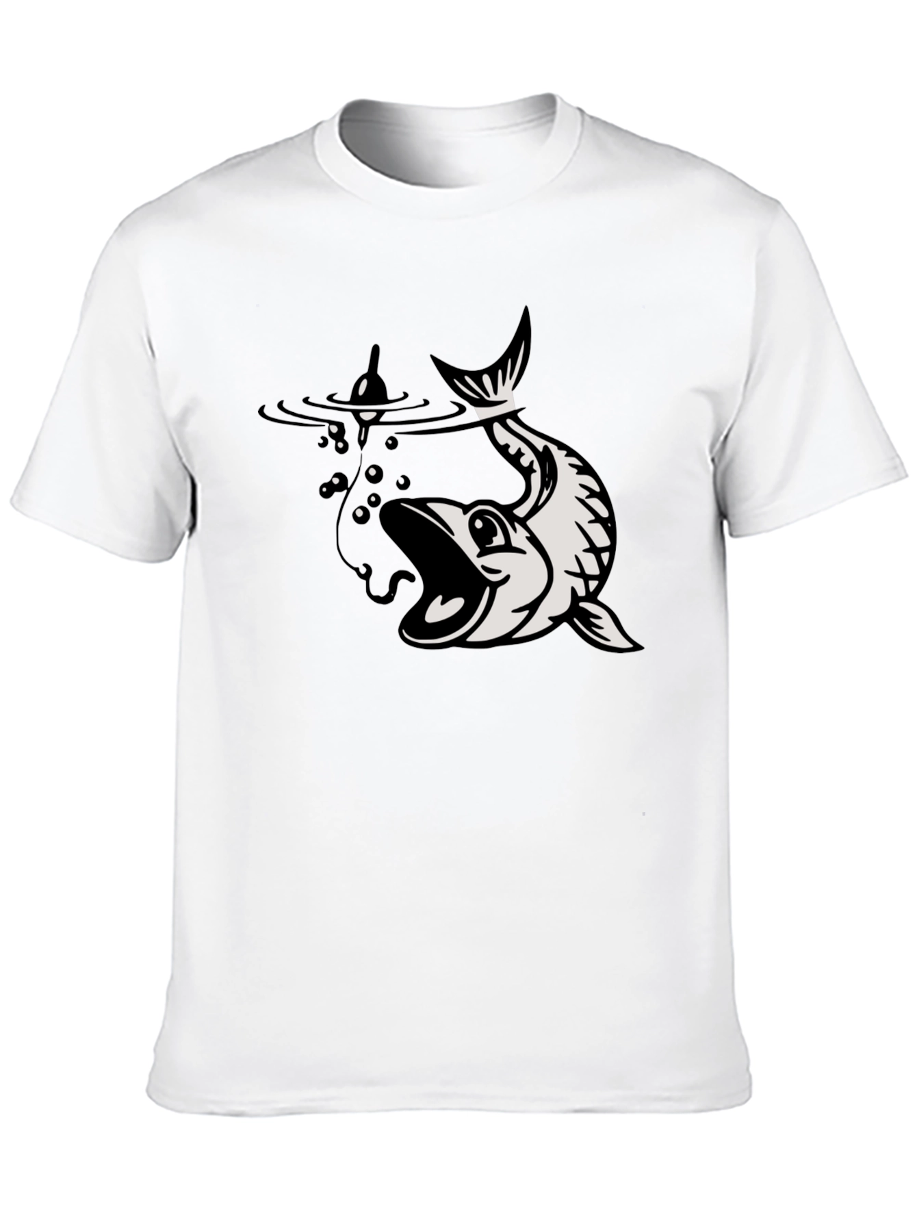 Black Fishing T-Shirt Catch Graphic Tee