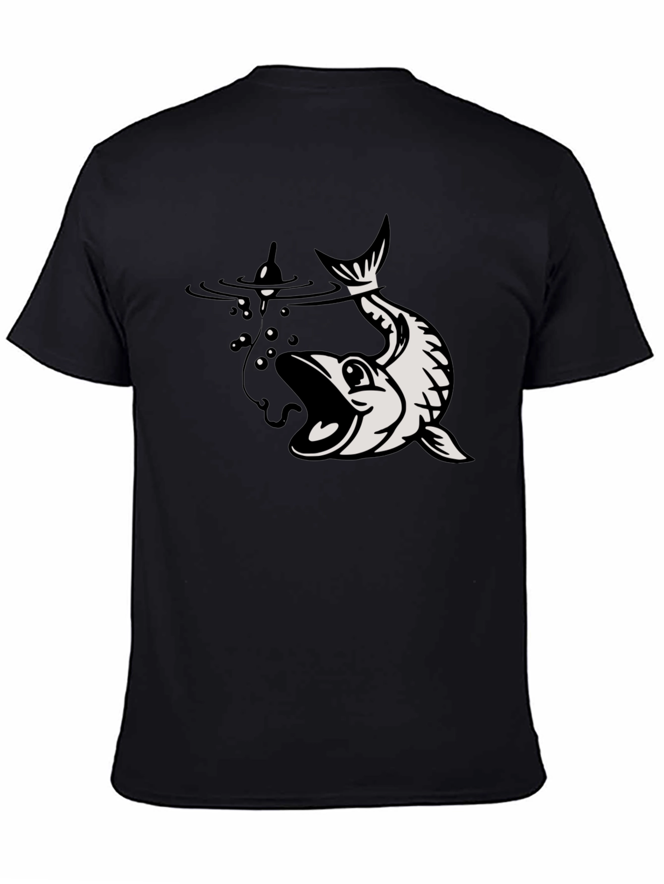 Black Fishing T-Shirt Catch Graphic Tee