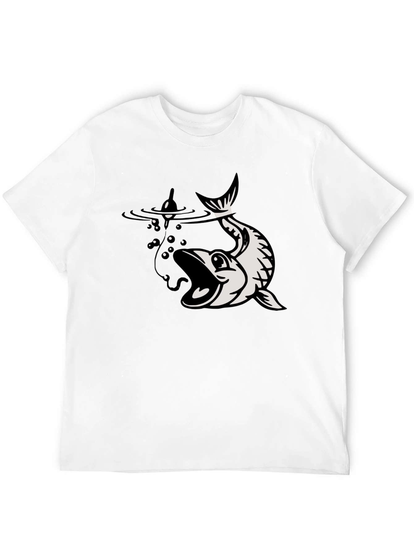 Black Fishing T-Shirt Catch Graphic Tee