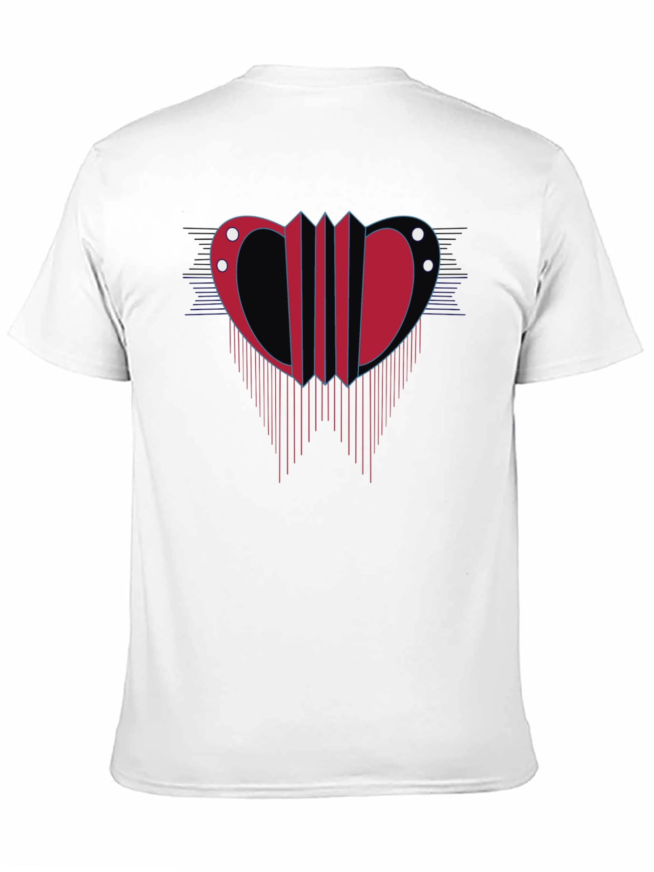 Abstract Accordion Design Mens Black T-Shirt