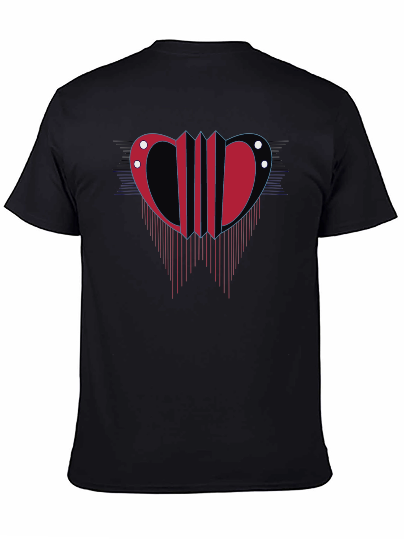 Abstract Accordion Design Mens Black T-Shirt