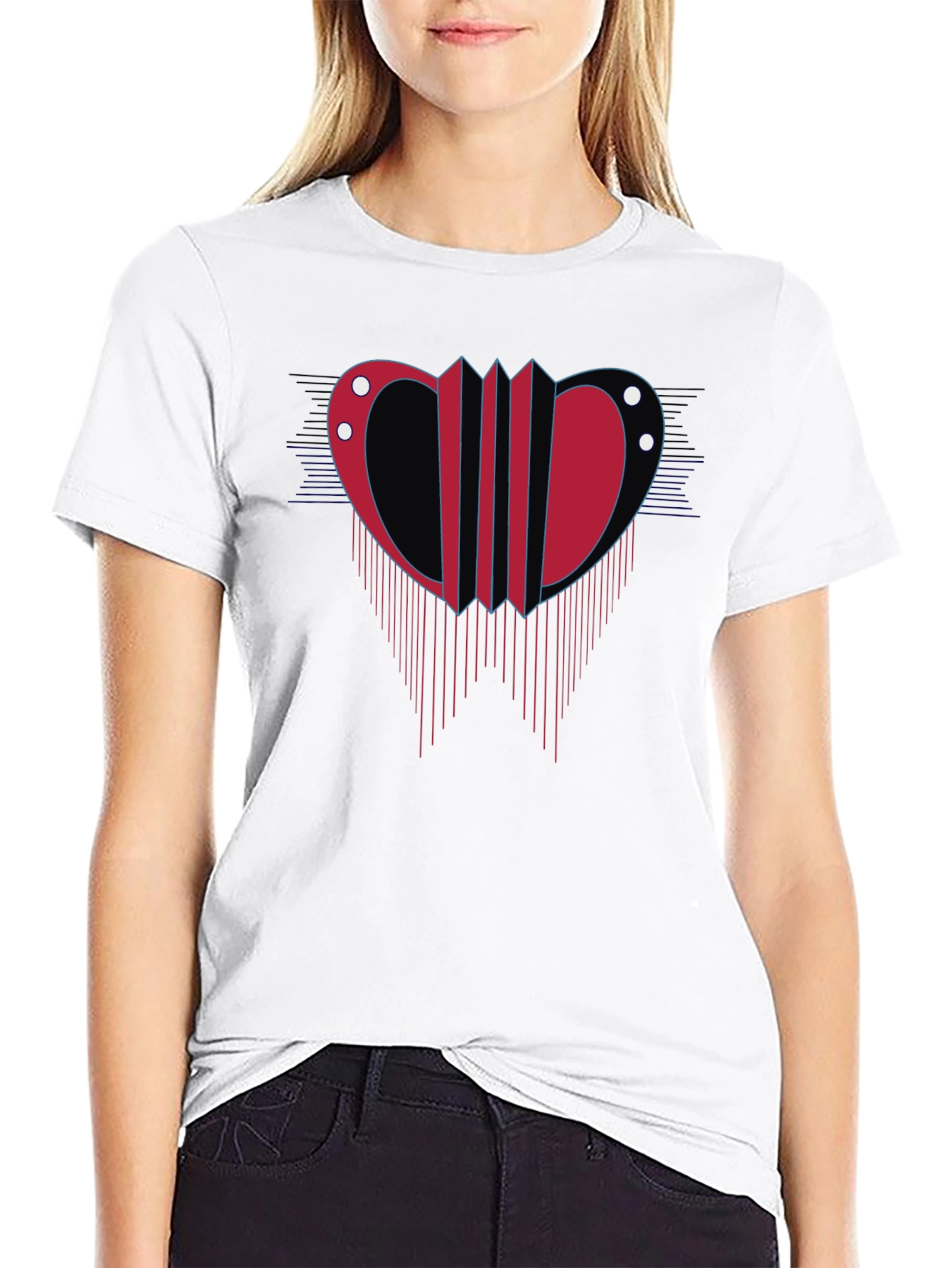 Abstract Accordion Design Mens Black T-Shirt