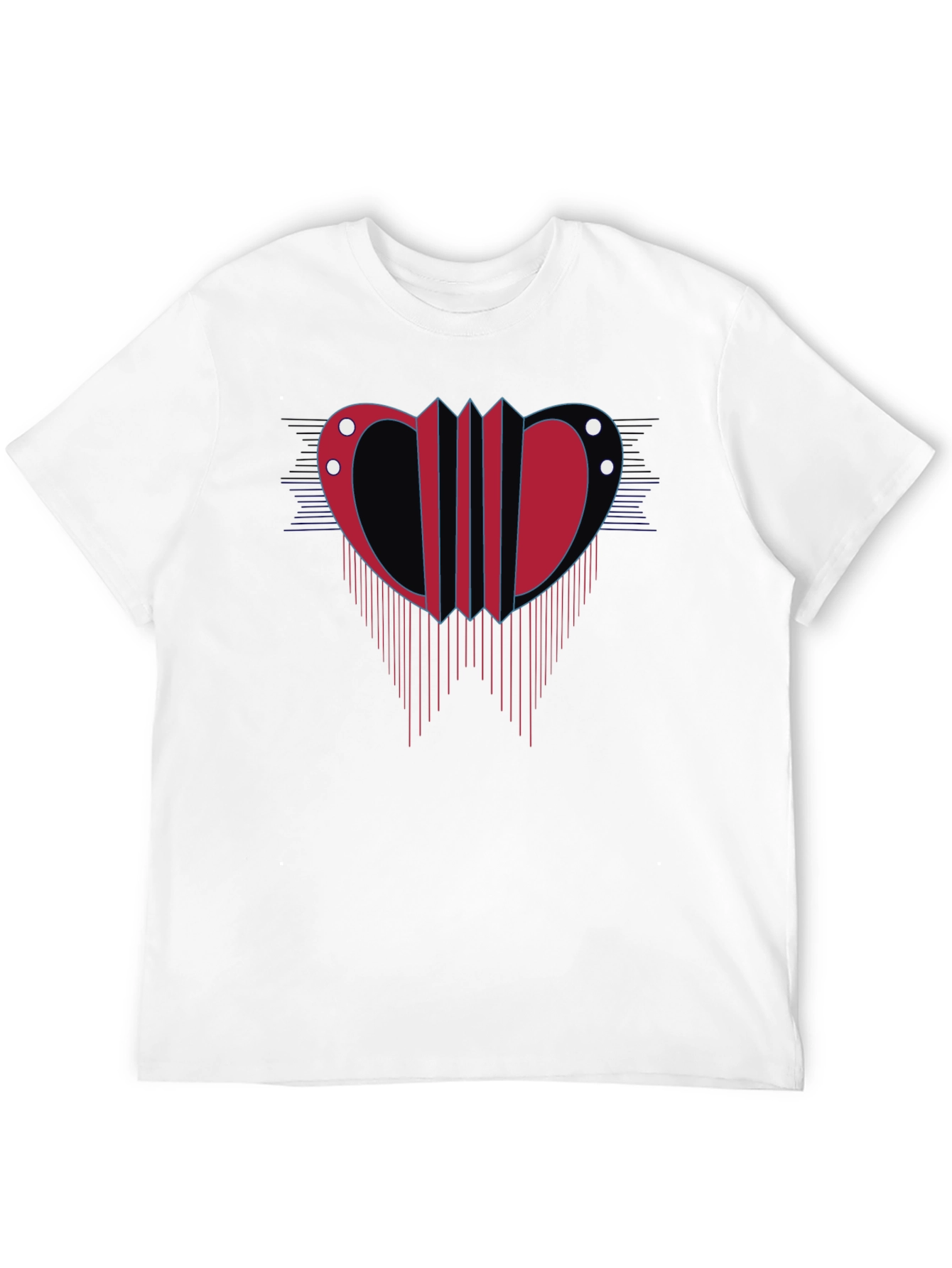 Abstract Accordion Design Mens Black T-Shirt