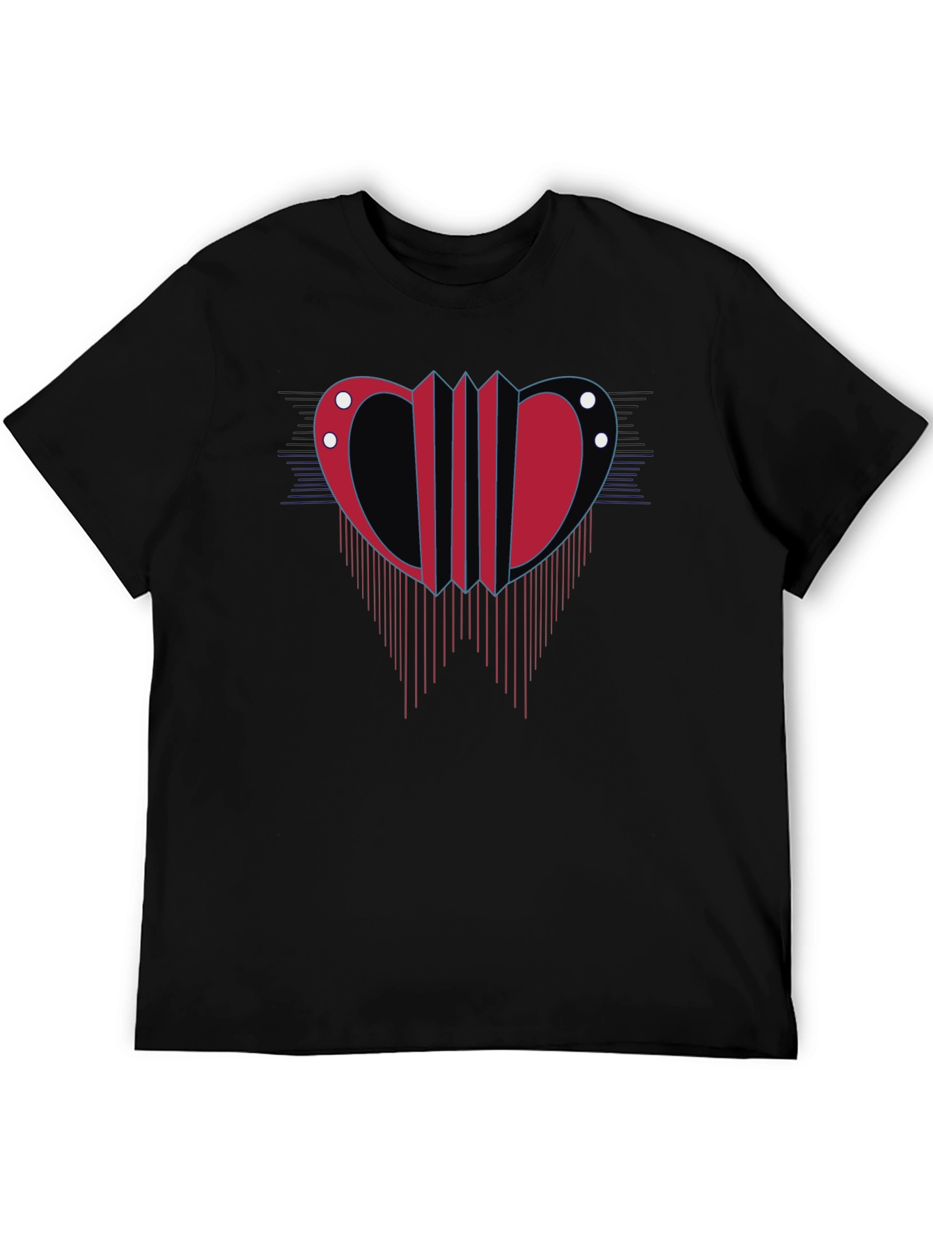 Abstract Accordion Design Mens Black T-Shirt
