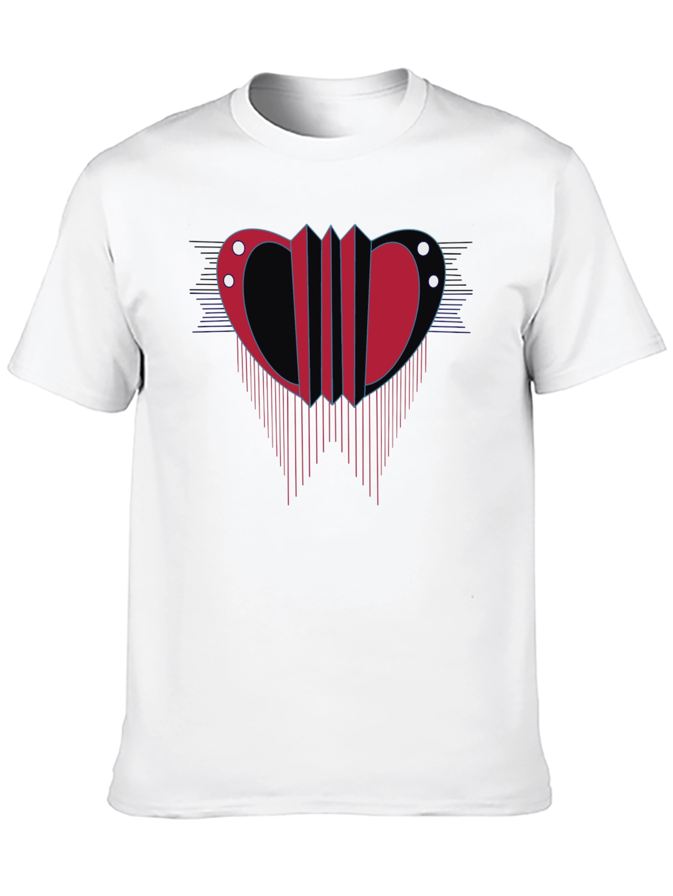 Abstract Accordion Design Mens Black T-Shirt
