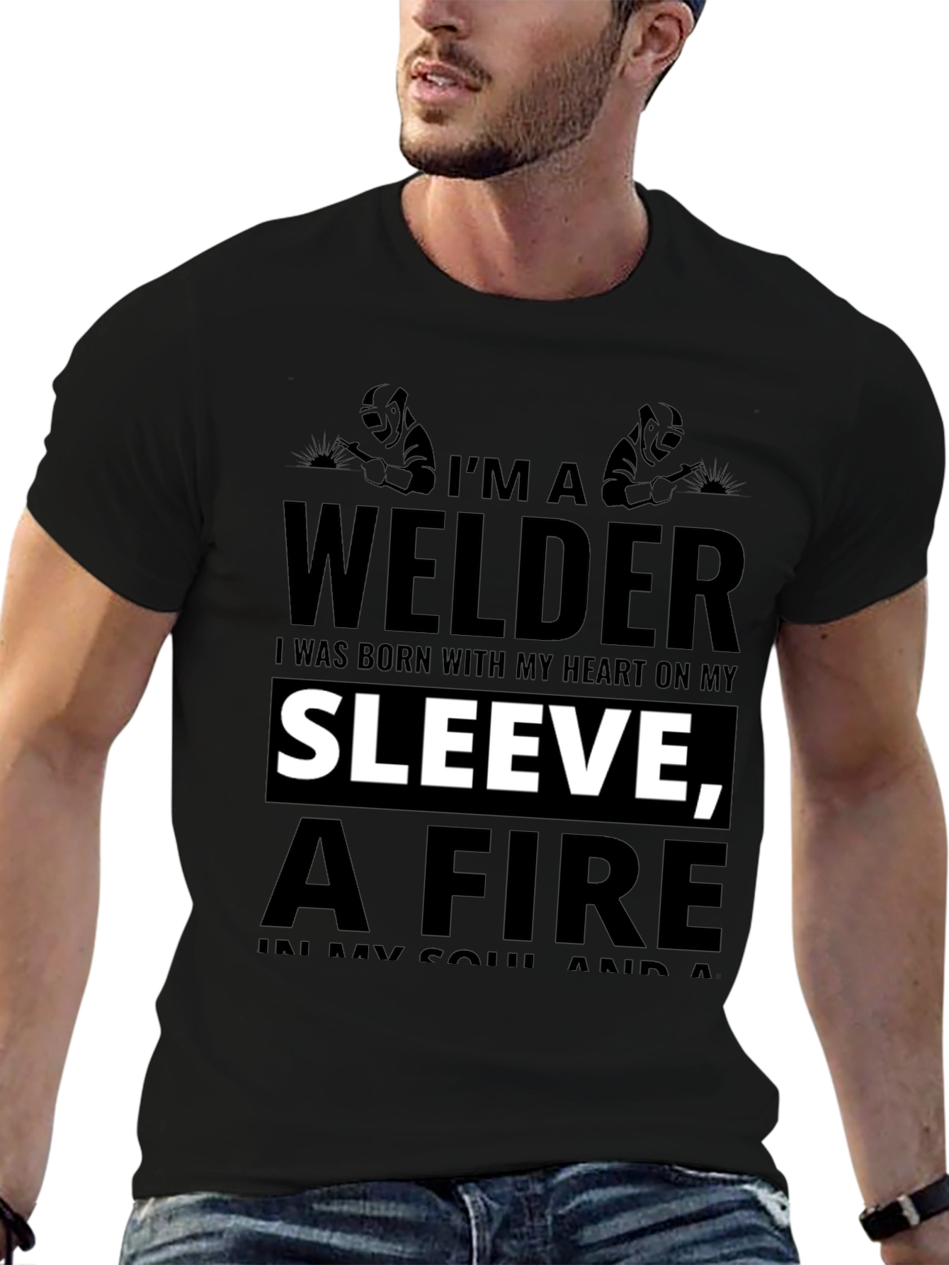 Welder T-Shirt - Heart on Sleeve Fire in Soul