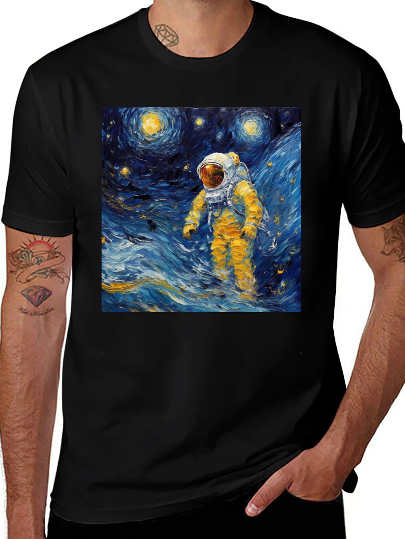 Starry Night Astronaut Graphic Tee