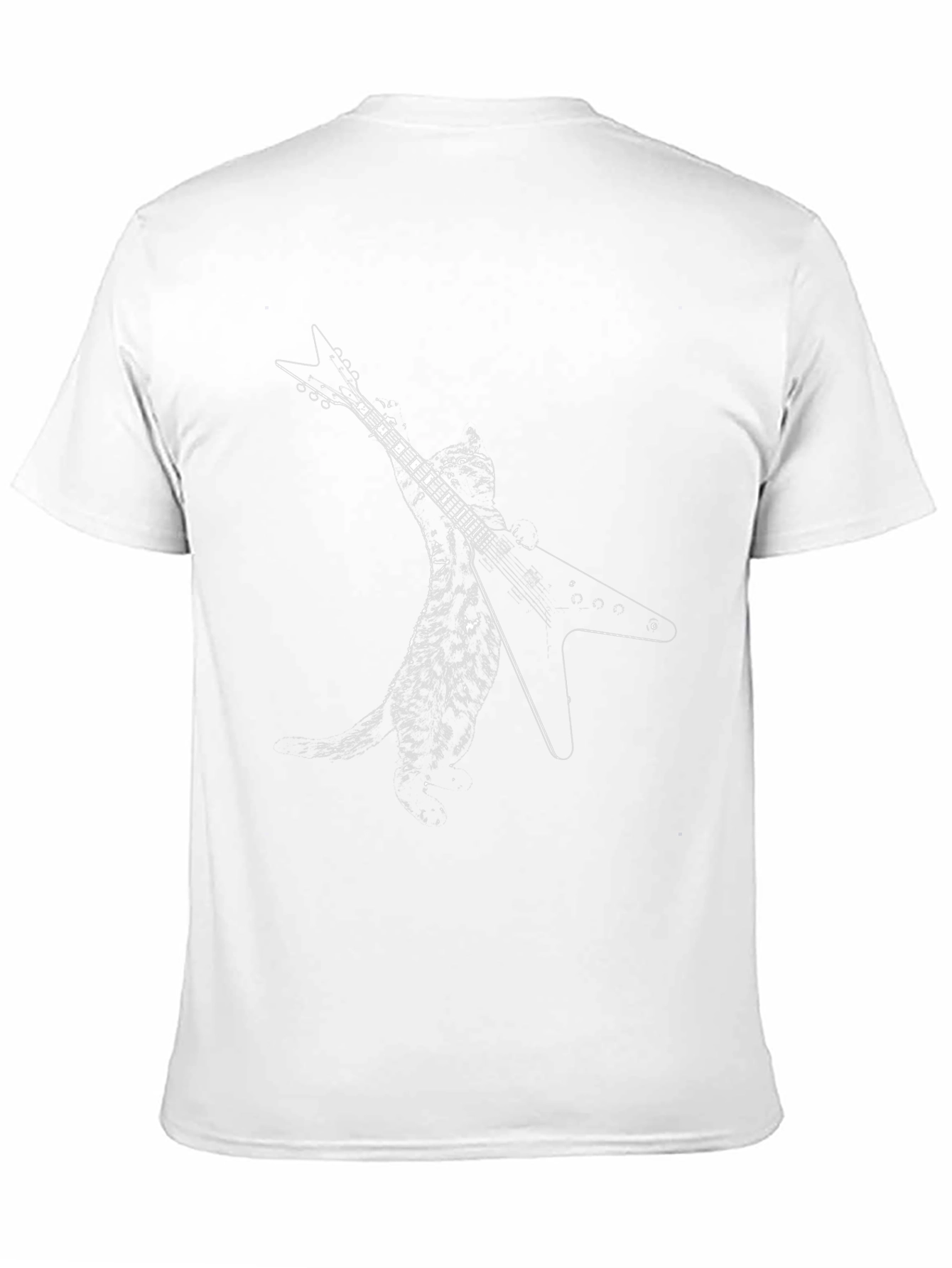 Guitar Cat Graphic Black T-Shirt