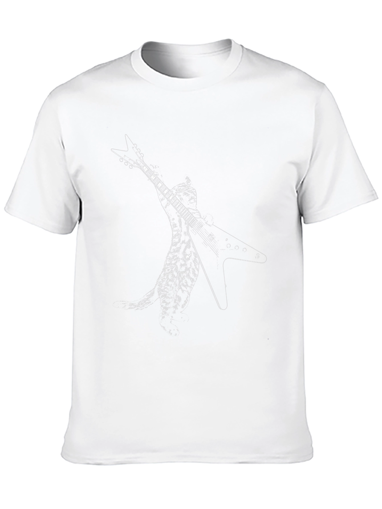 Guitar Cat Graphic Black T-Shirt
