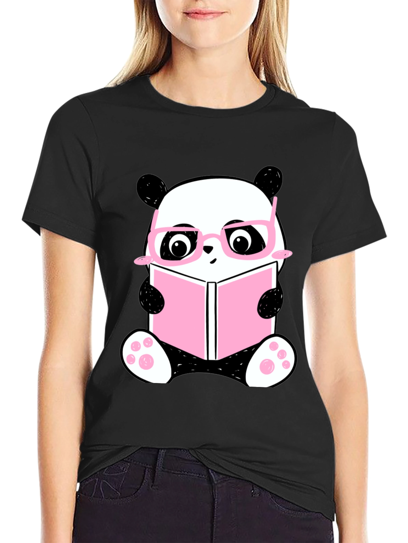 Cute Panda Bear Reading Book T-Shirt