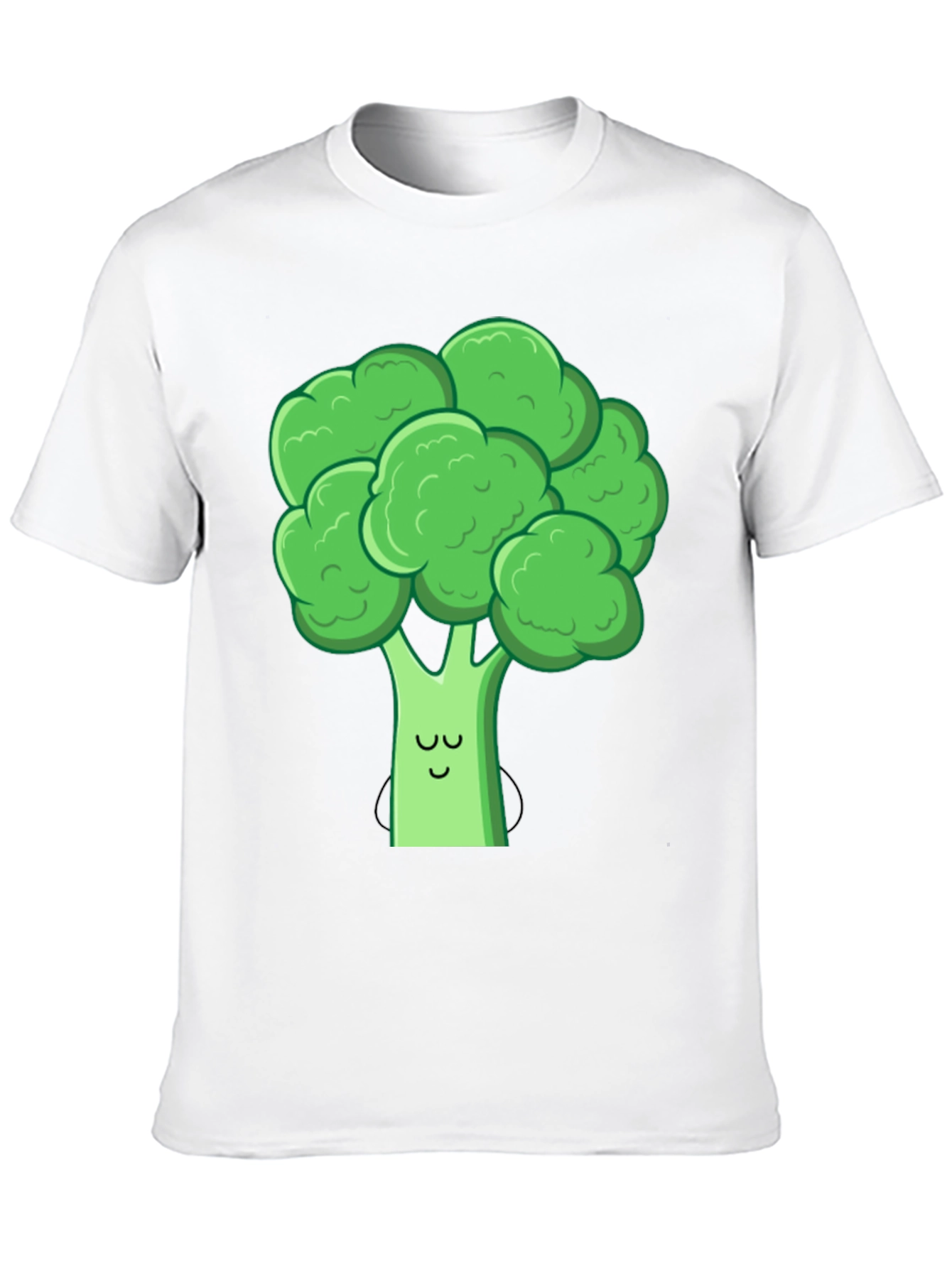 Cute Broccoli Graphic Tee - Black Cotton T-Shirt