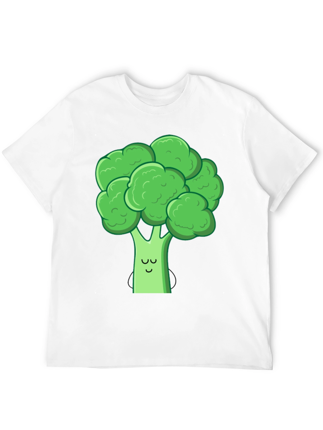Cute Broccoli Graphic Tee - Black Cotton T-Shirt