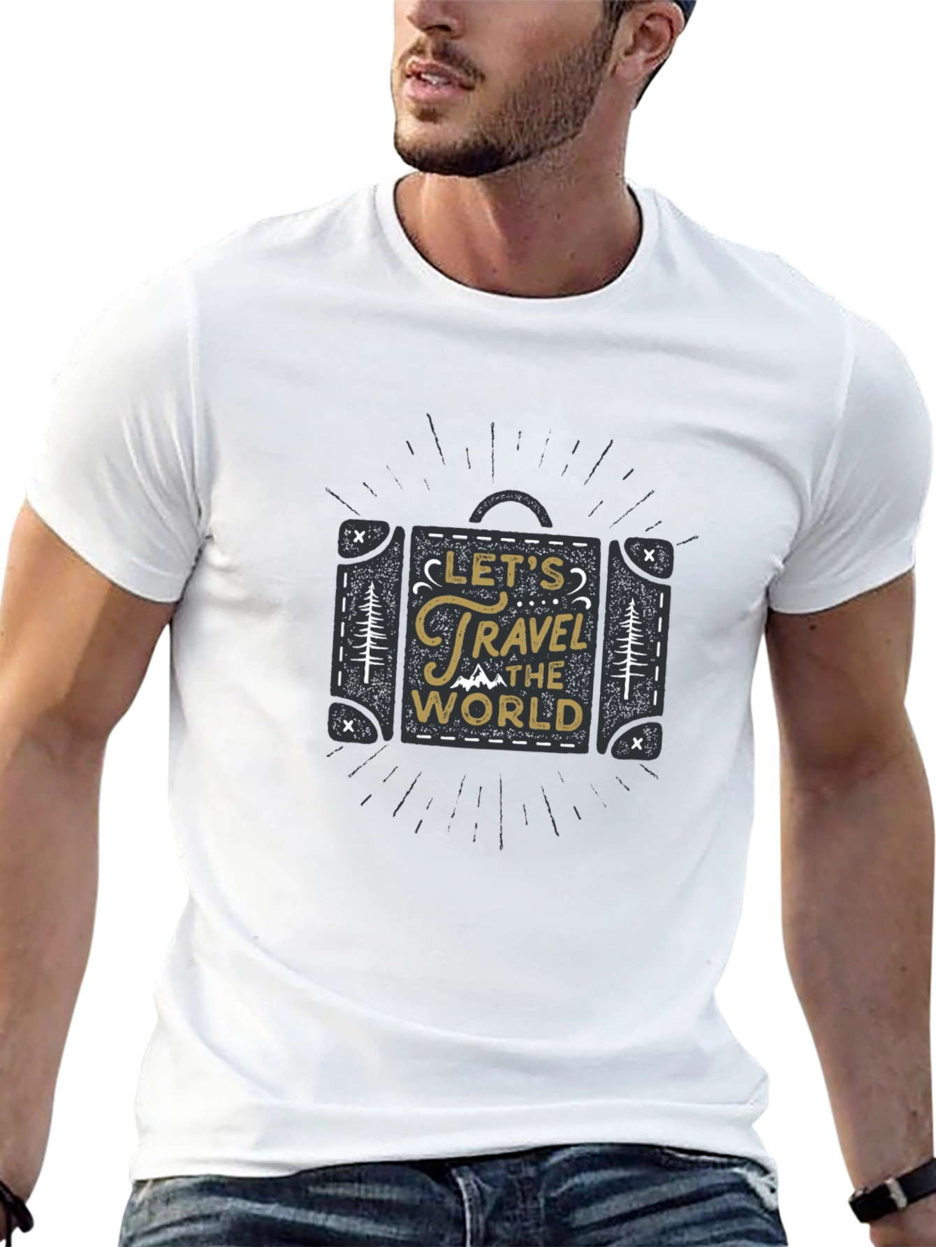 Travel the World Suitcase T-Shirt - Black