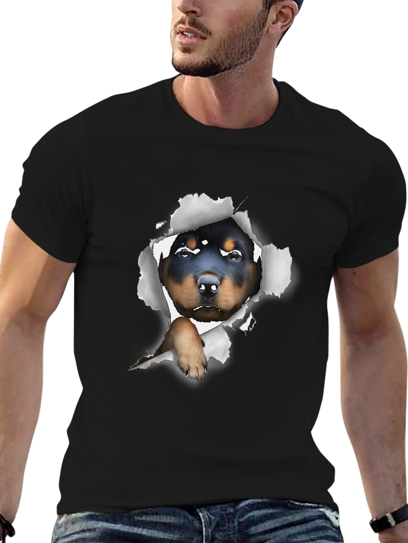Rottweiler Puppy Peek-a-Boo Graphic Tee