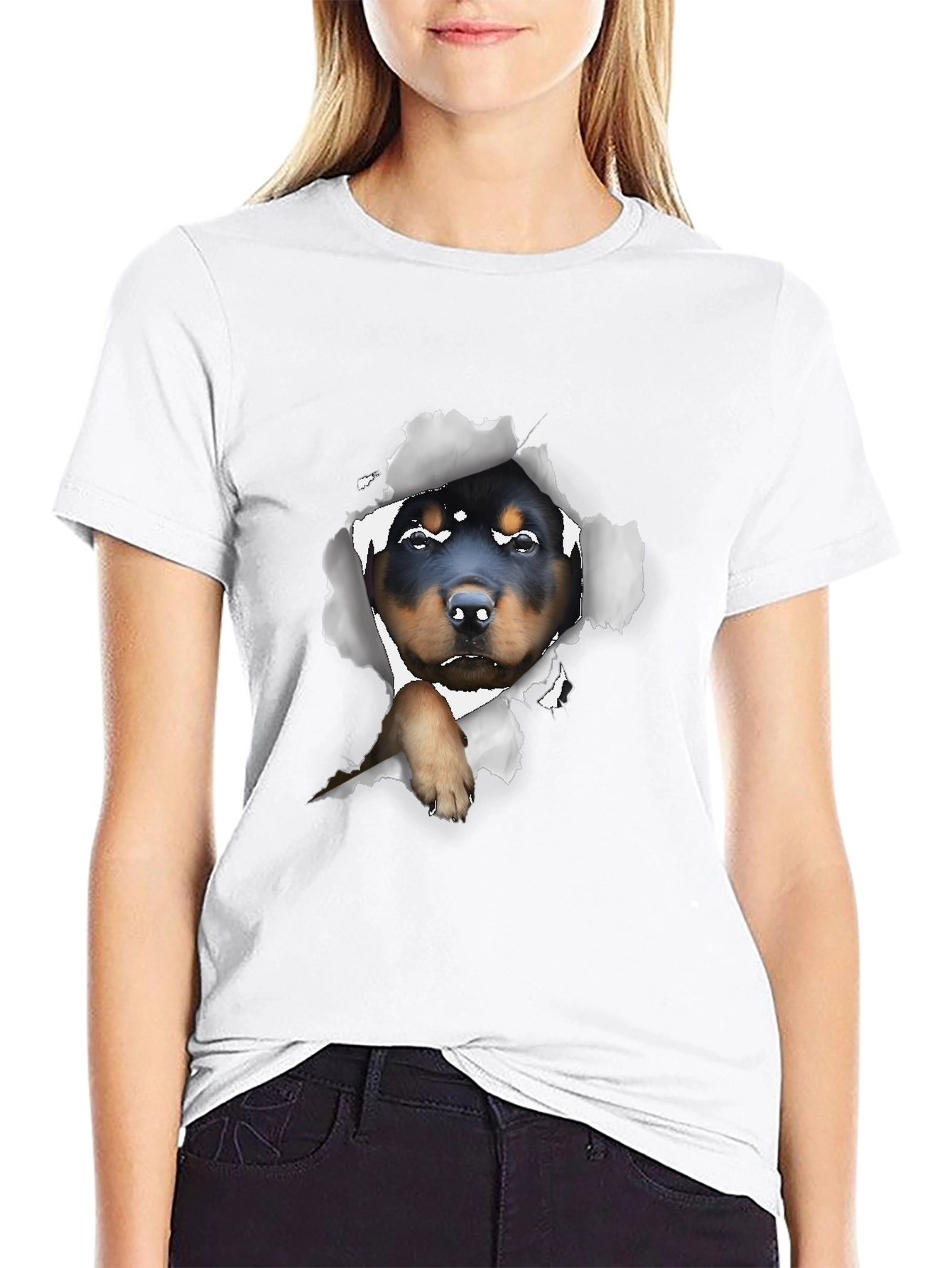 Rottweiler Puppy Peek-a-Boo Graphic Tee