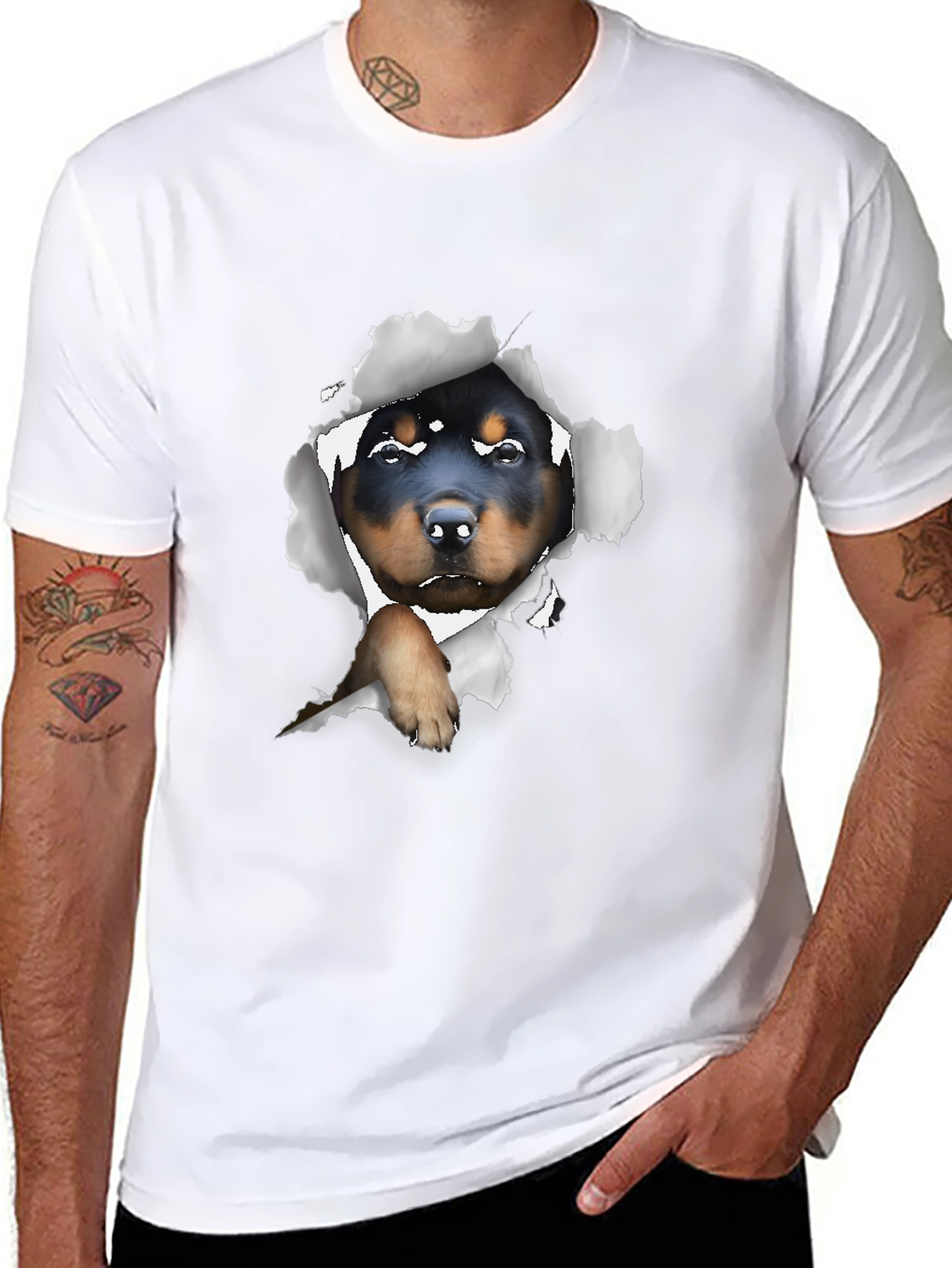 Rottweiler Puppy Peek-a-Boo Graphic Tee