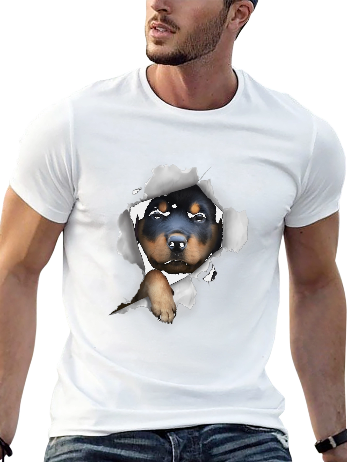 Rottweiler Puppy Peek-a-Boo Graphic Tee