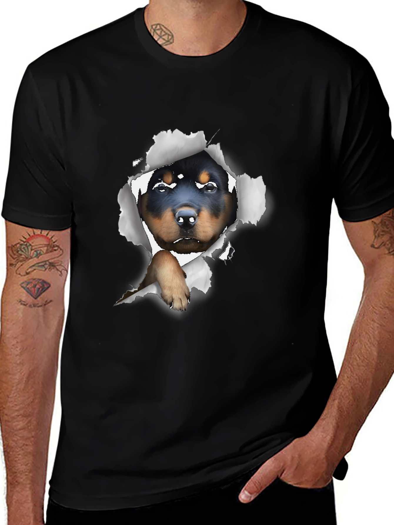 Rottweiler Puppy Peek-a-Boo Graphic Tee