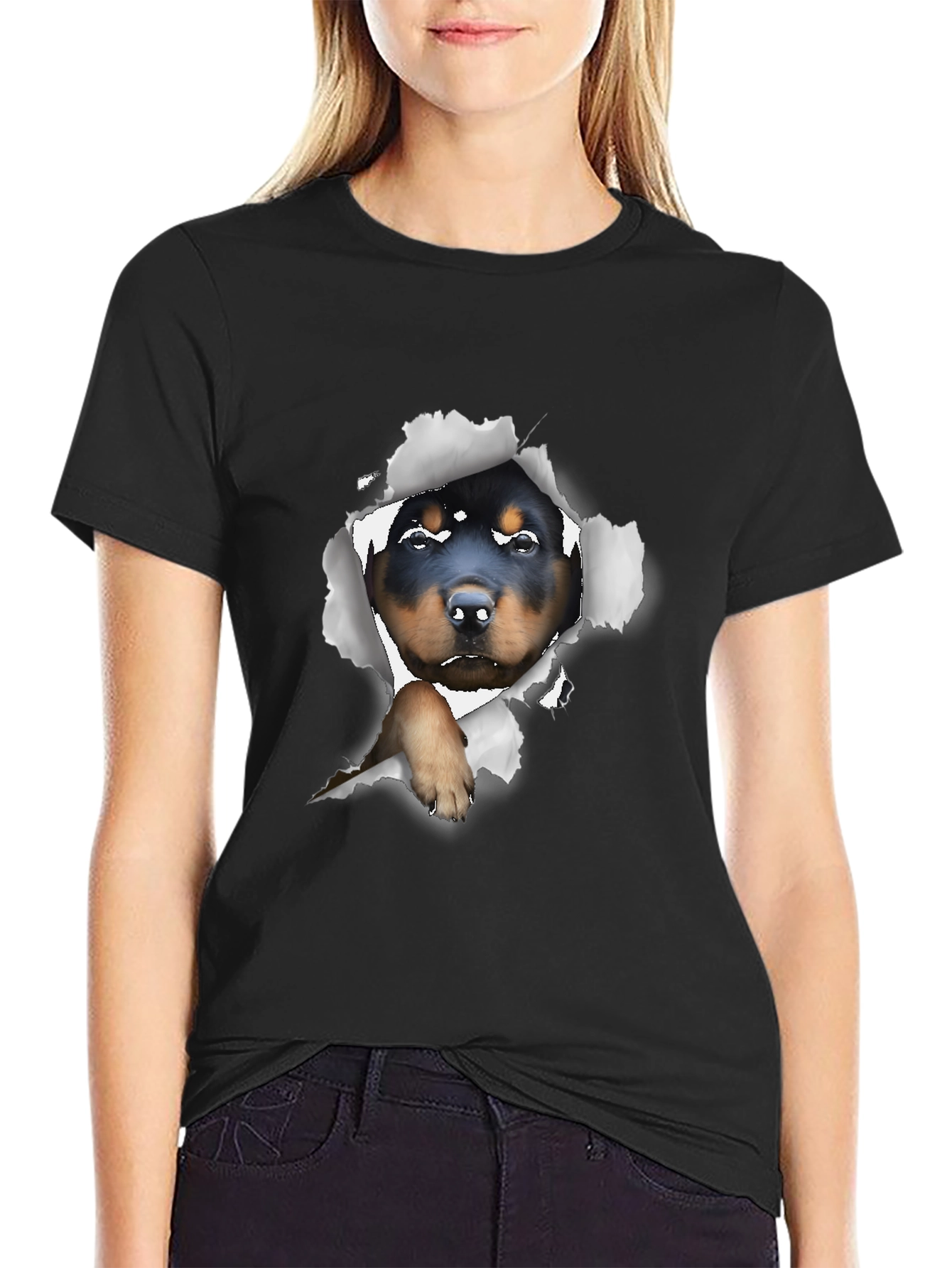 Rottweiler Puppy Peek-a-Boo Graphic Tee