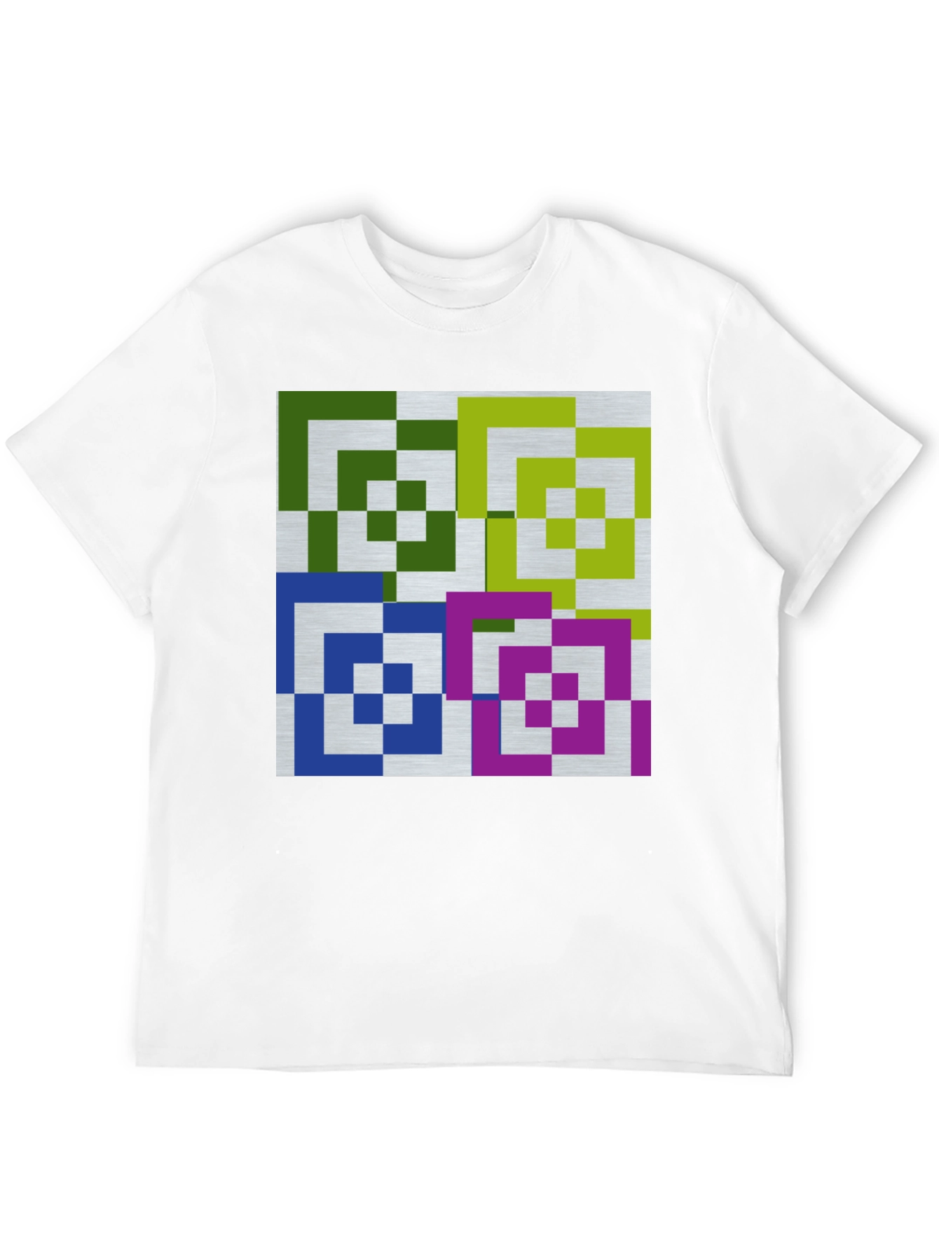 Geometric Squares Graphic Tee - Modern Art Shirt