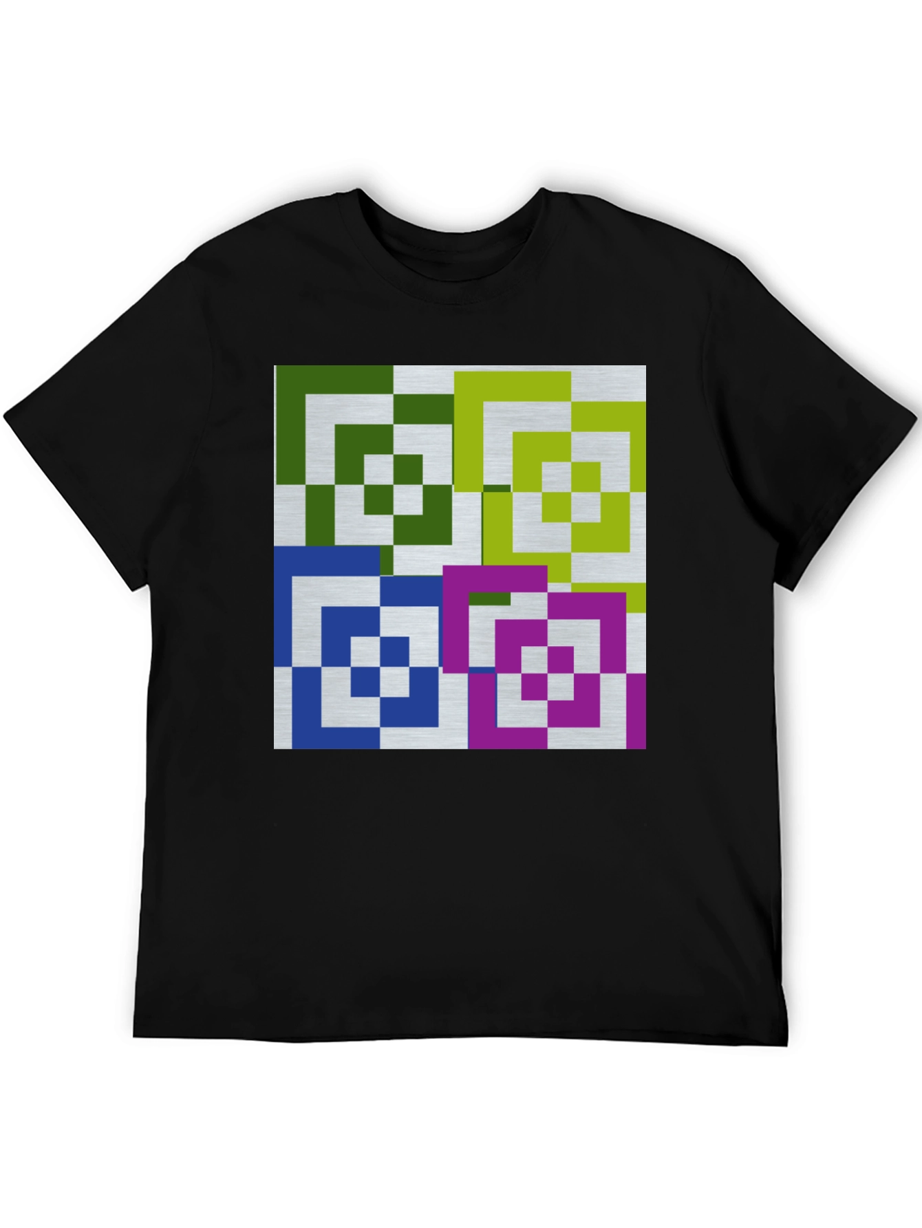Geometric Squares Graphic Tee - Modern Art Shirt