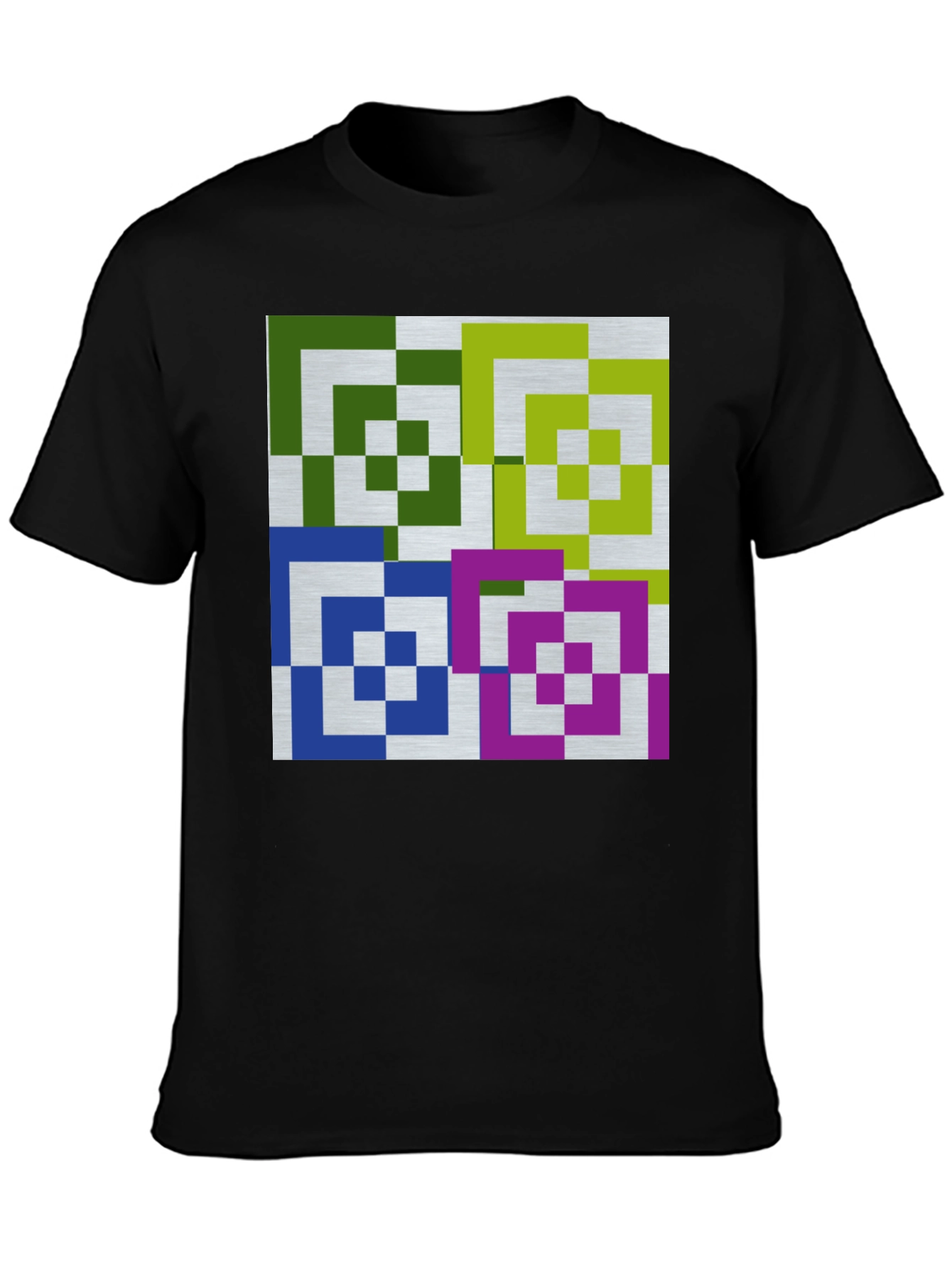 Geometric Squares Graphic Tee - Modern Art Shirt