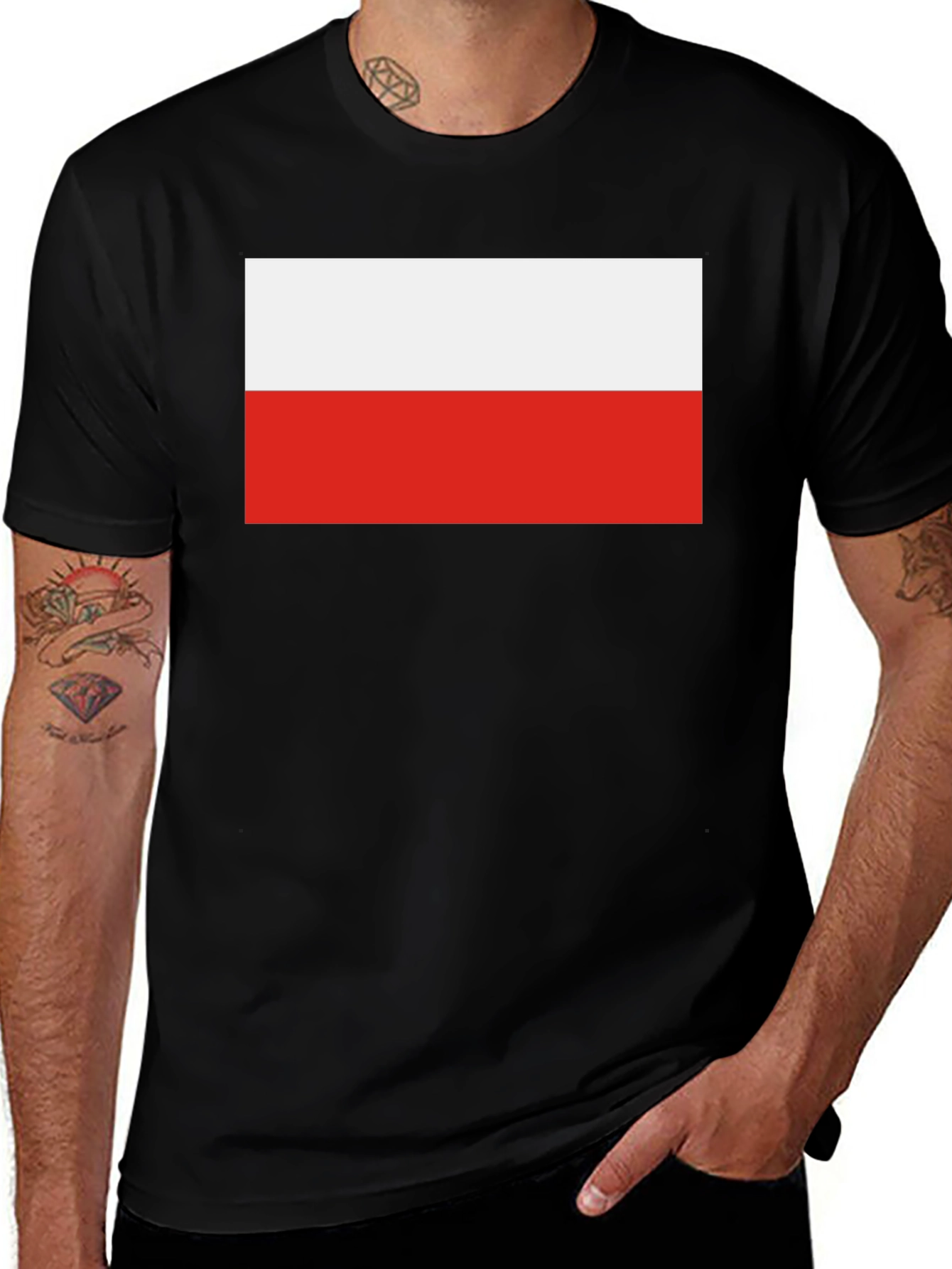 Poland Flag Graphic T-Shirt - Black Crew Neck Tee