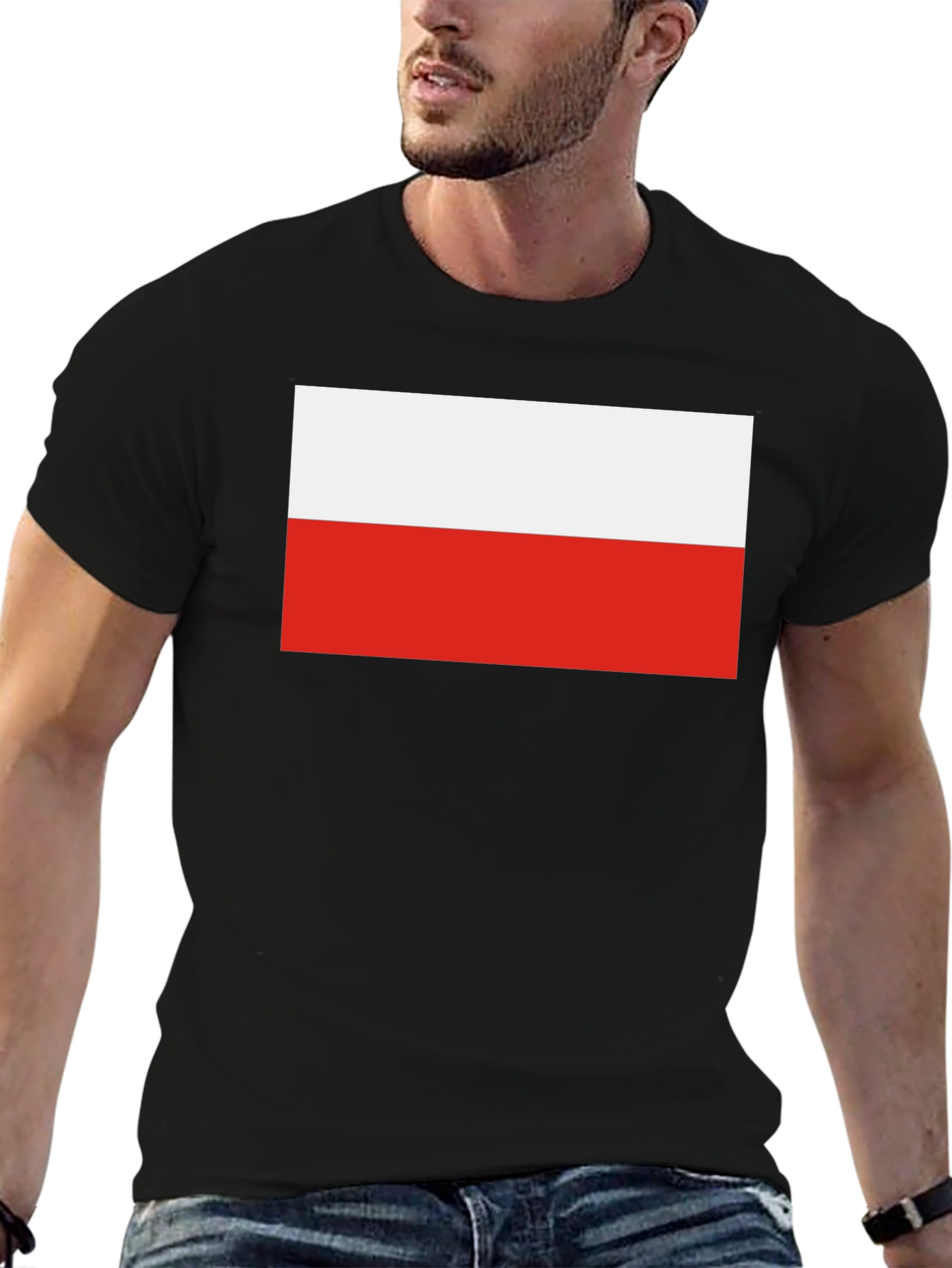 Poland Flag Graphic T-Shirt - Black Crew Neck Tee
